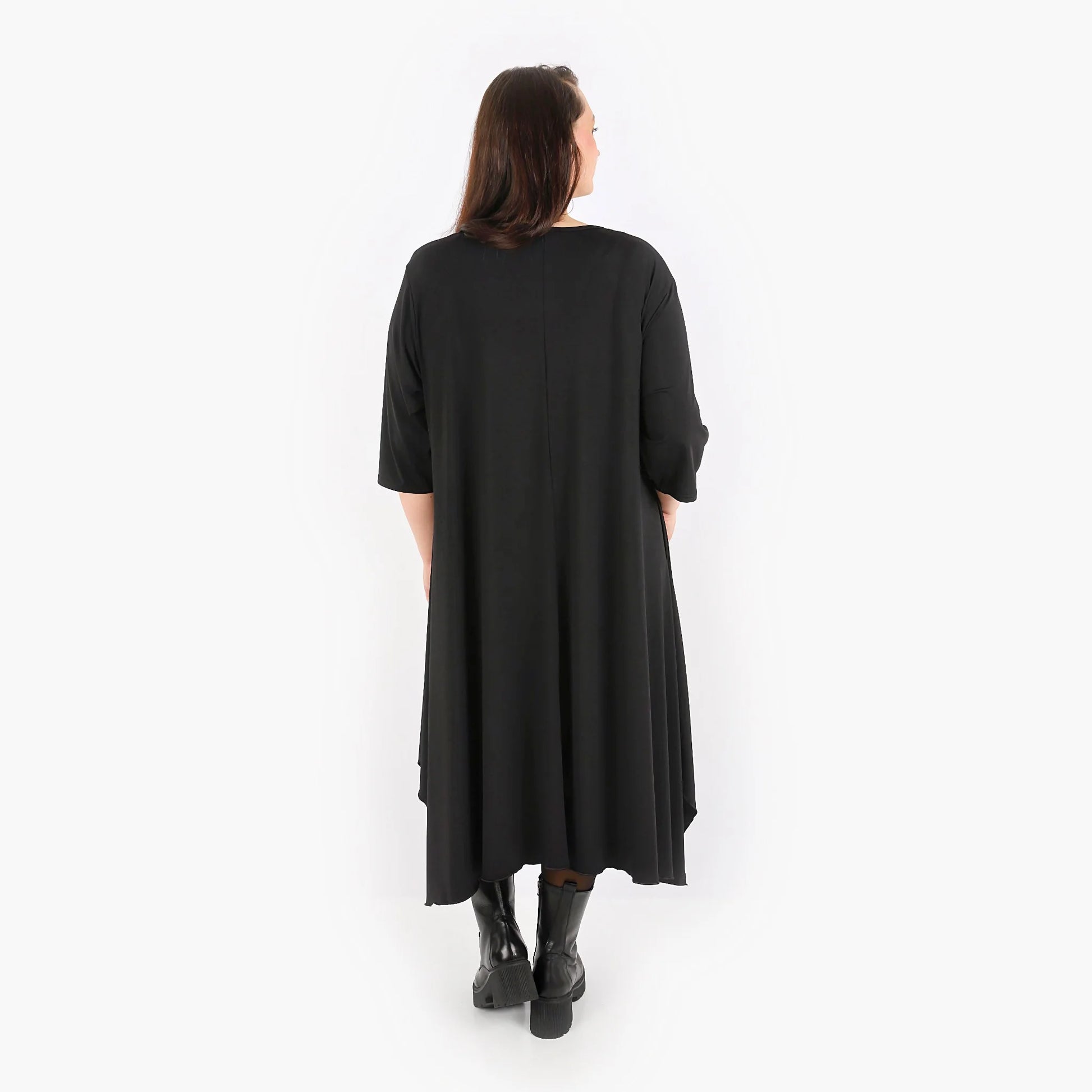  A-Form Kleid von AKH Fashion aus Materialmix, 1313.5927A, Schwarz, Unifarben, Ausgefallen