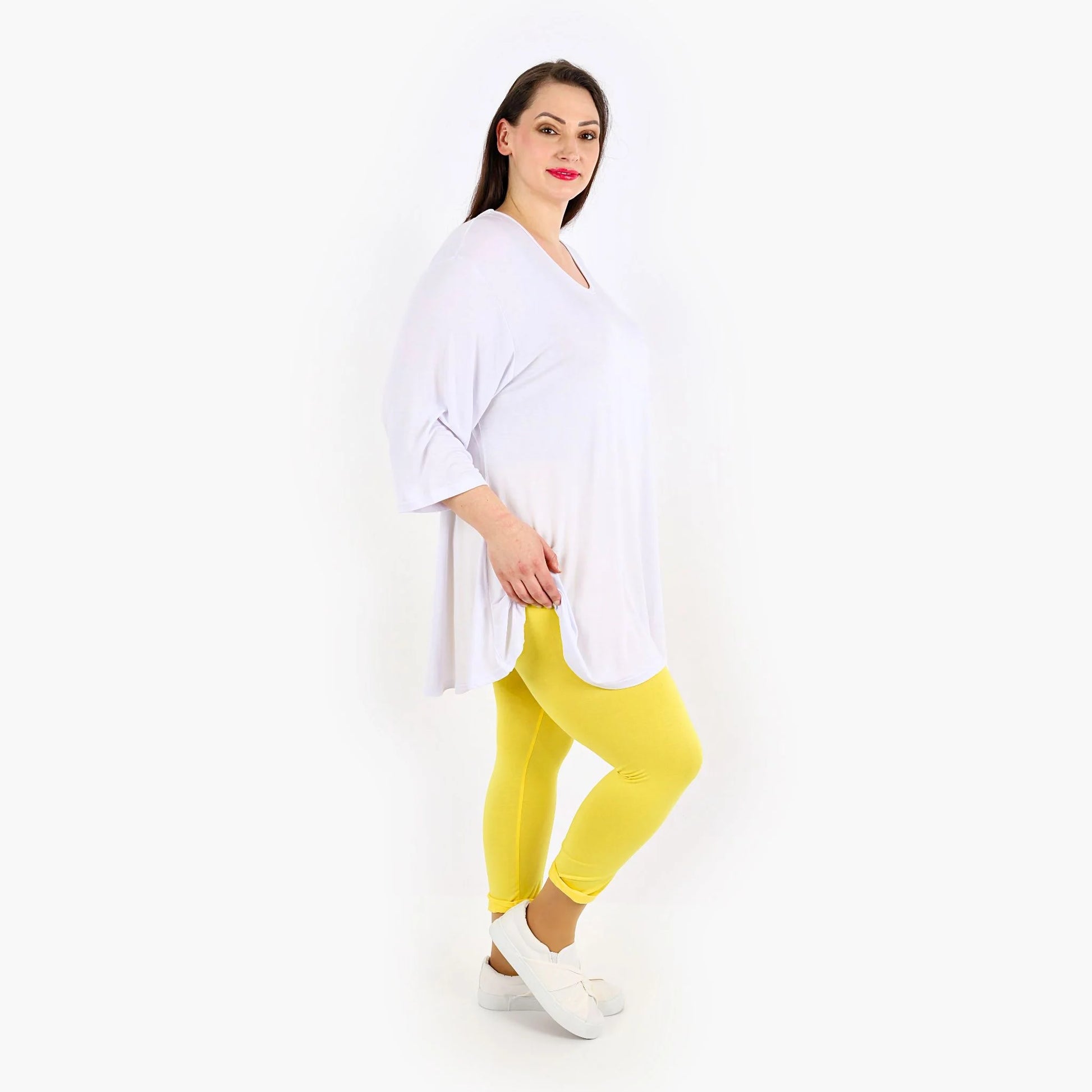  Leggings von AKH Fashion aus Viskose in gerader Form, 1233.0P100, Gelb, Unifarben, Schick