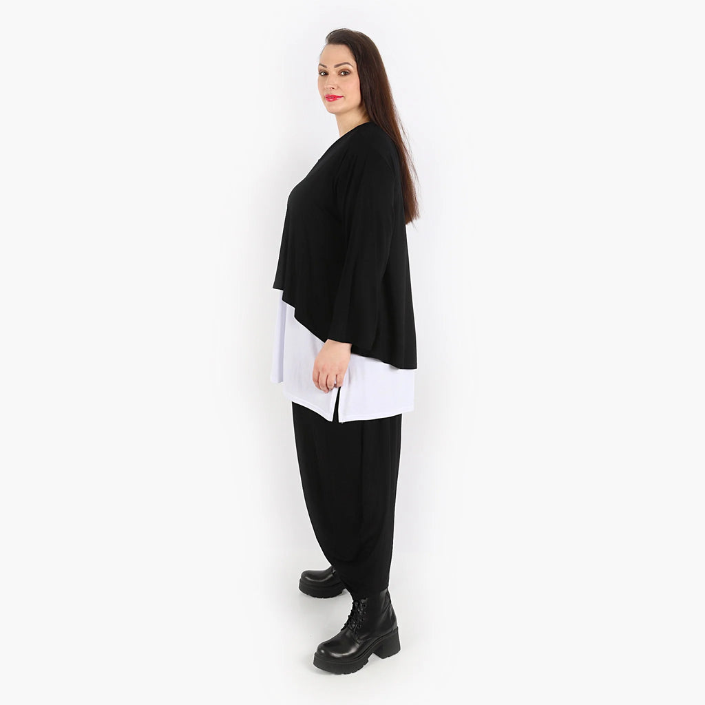  AKH Fashion Jacke in gerundeter Form, aus Viskose, 1312.00130, Schwarz, Schick, Modern