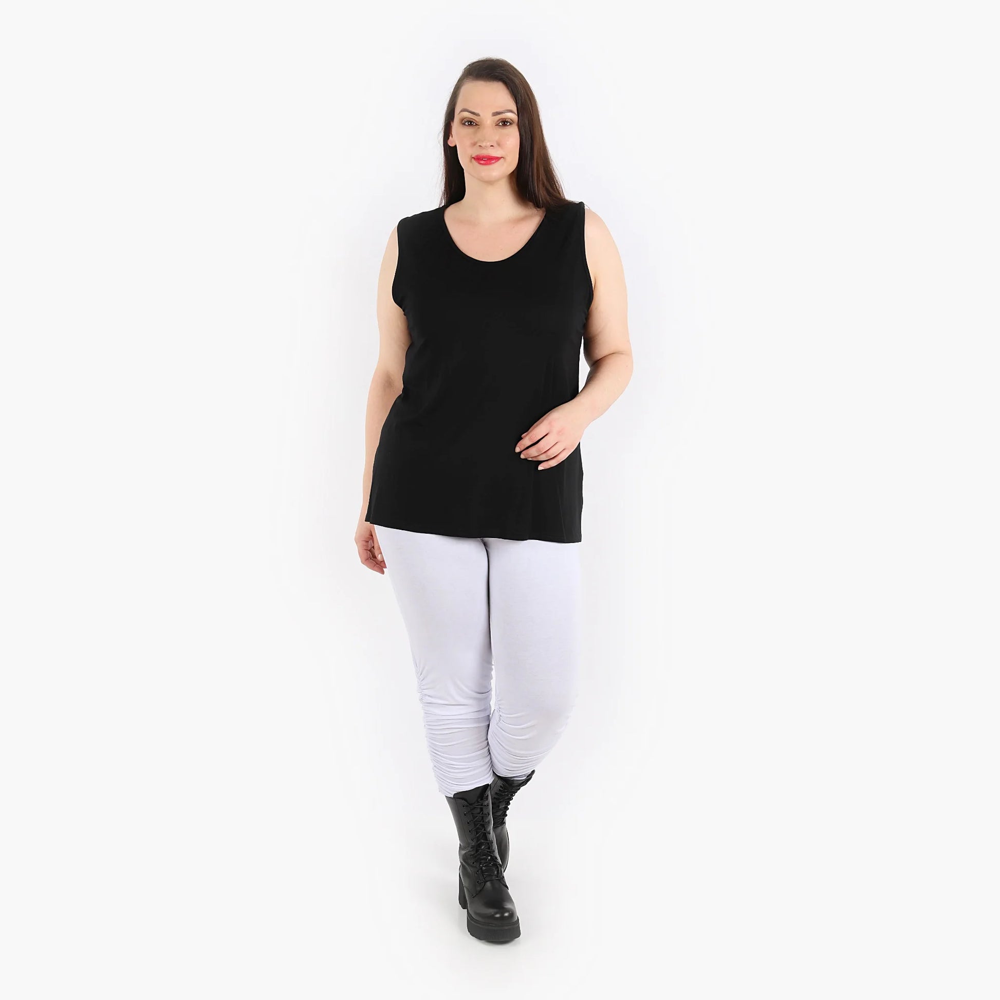  Top von AKH Fashion aus Viskose in gerader Form, 1312.00226, Schwarz, Unifarben, Schick