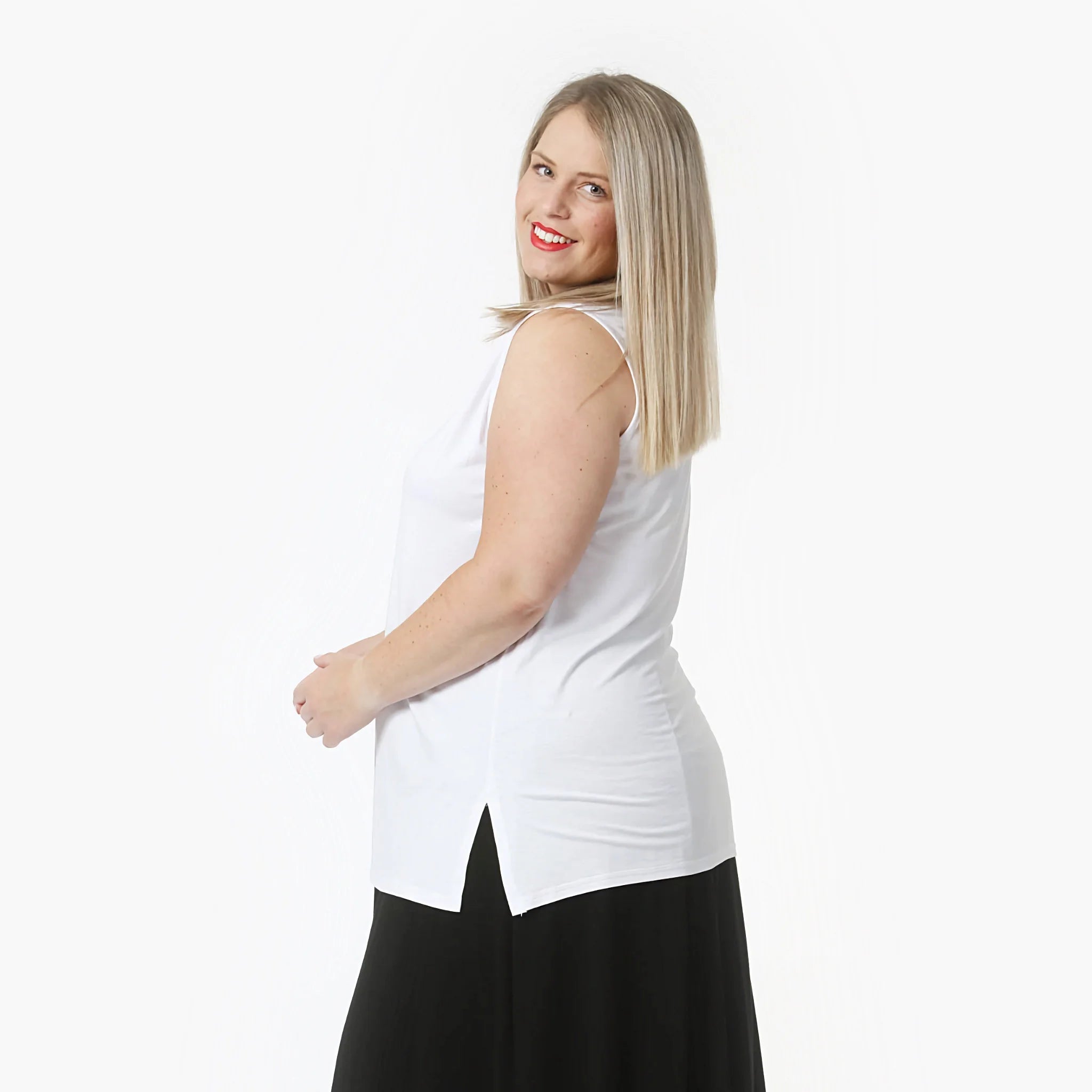  AKH Fashion Top in gerader Form, aus Viskose, 1312.00226, Weiß, Schick, Modern, Bequem