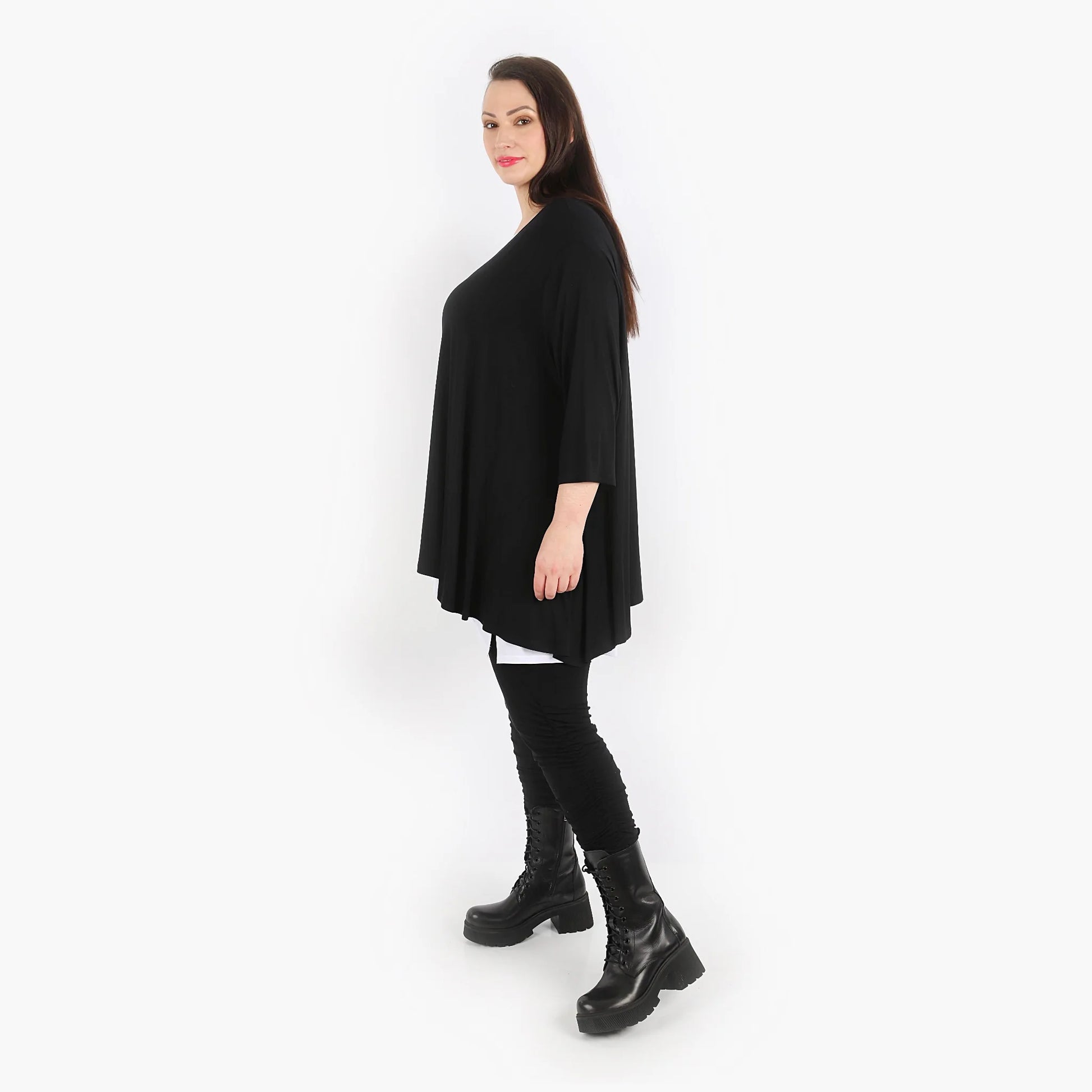  A-Form Shirt von AKH Fashion aus Viskose, 1312.00593, Schwarz, Unifarben, Schick, Modern