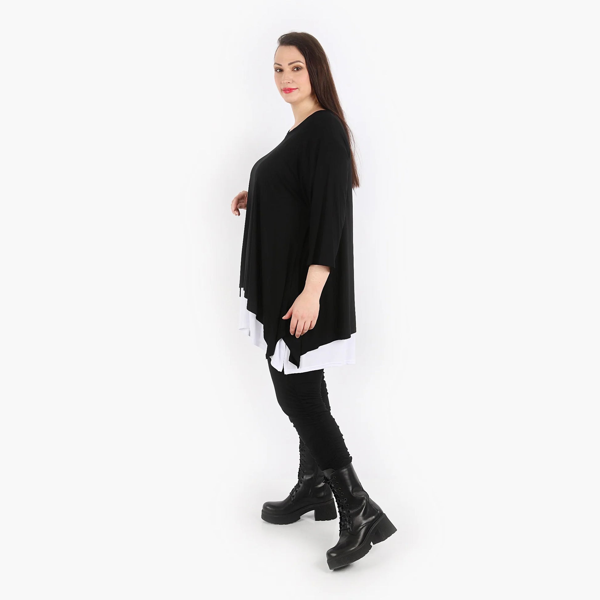  A-Form Shirt von AKH Fashion aus Viskose, 1312.01019, Schwarz, Unifarben, Schick, Modern