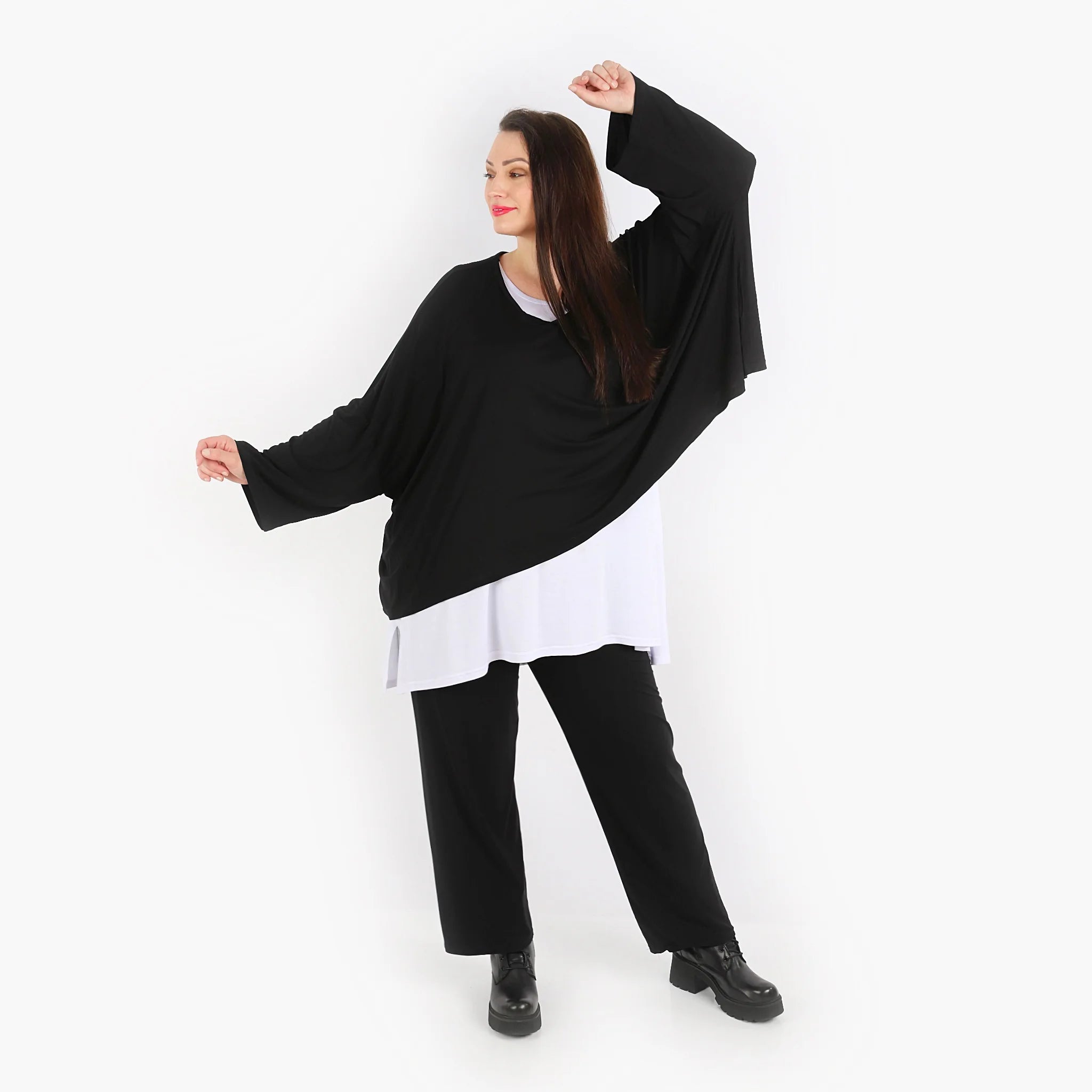  AKH Fashion Hose in gerader Form, aus Viskose, 1312.0122S, Schwarz, Schick, Modern, Bequem