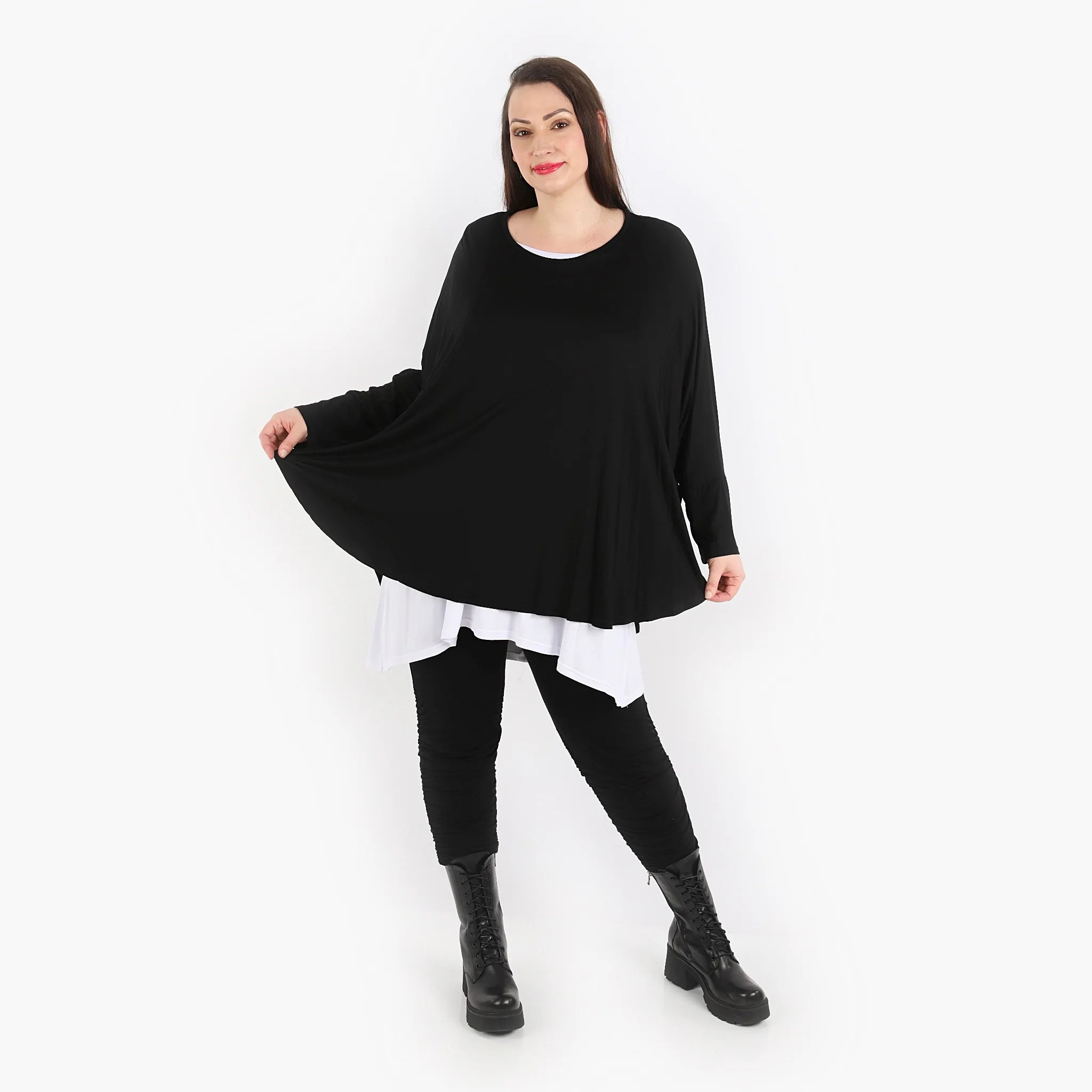  AKH Fashion Bigshirt in gerundeter Form, aus Viskose, 1312.01916, Schwarz, Schick, Modern