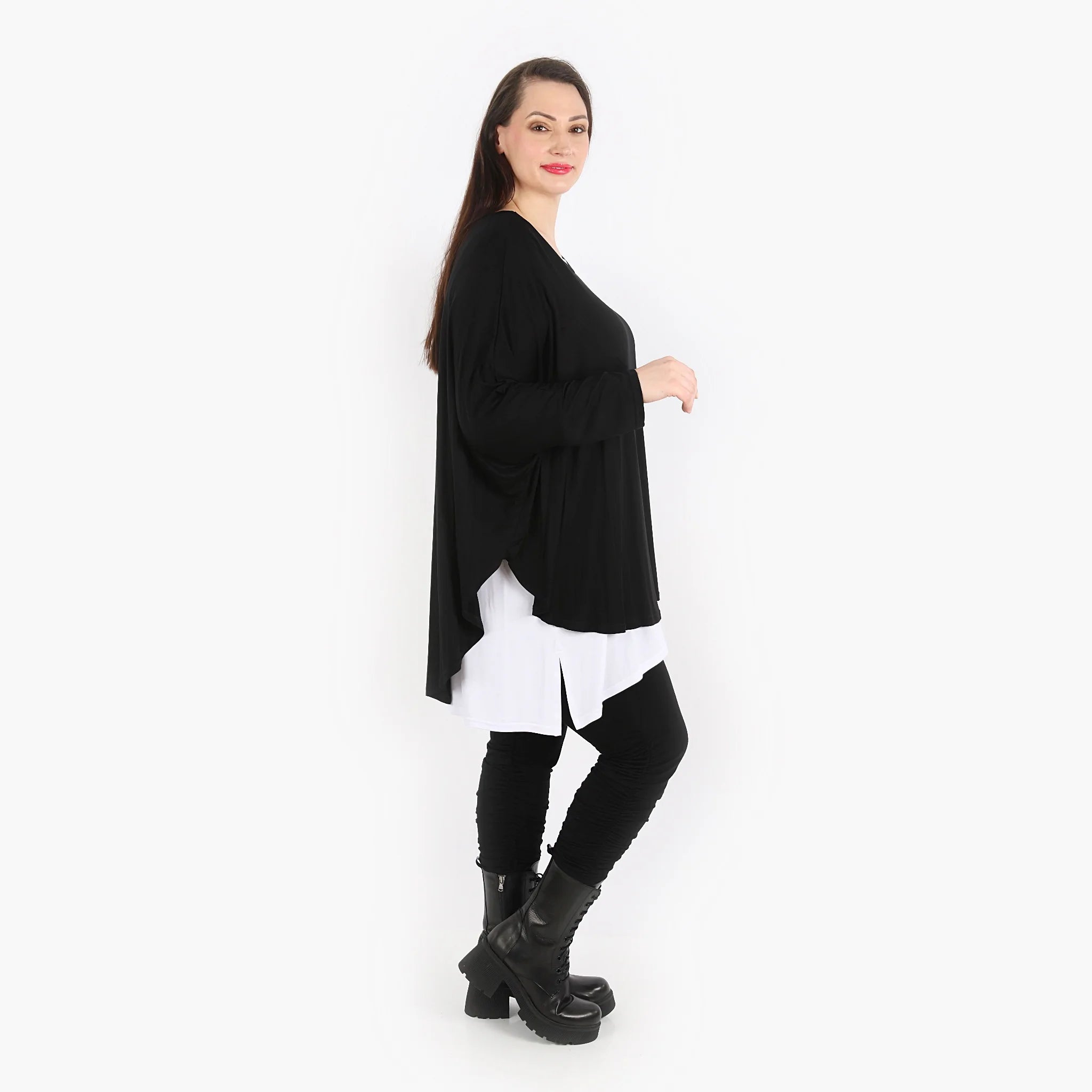 AKH Fashion Bigshirt in gerundeter Form, aus Viskose, 1312.01916, Schwarz, Schick, Modern