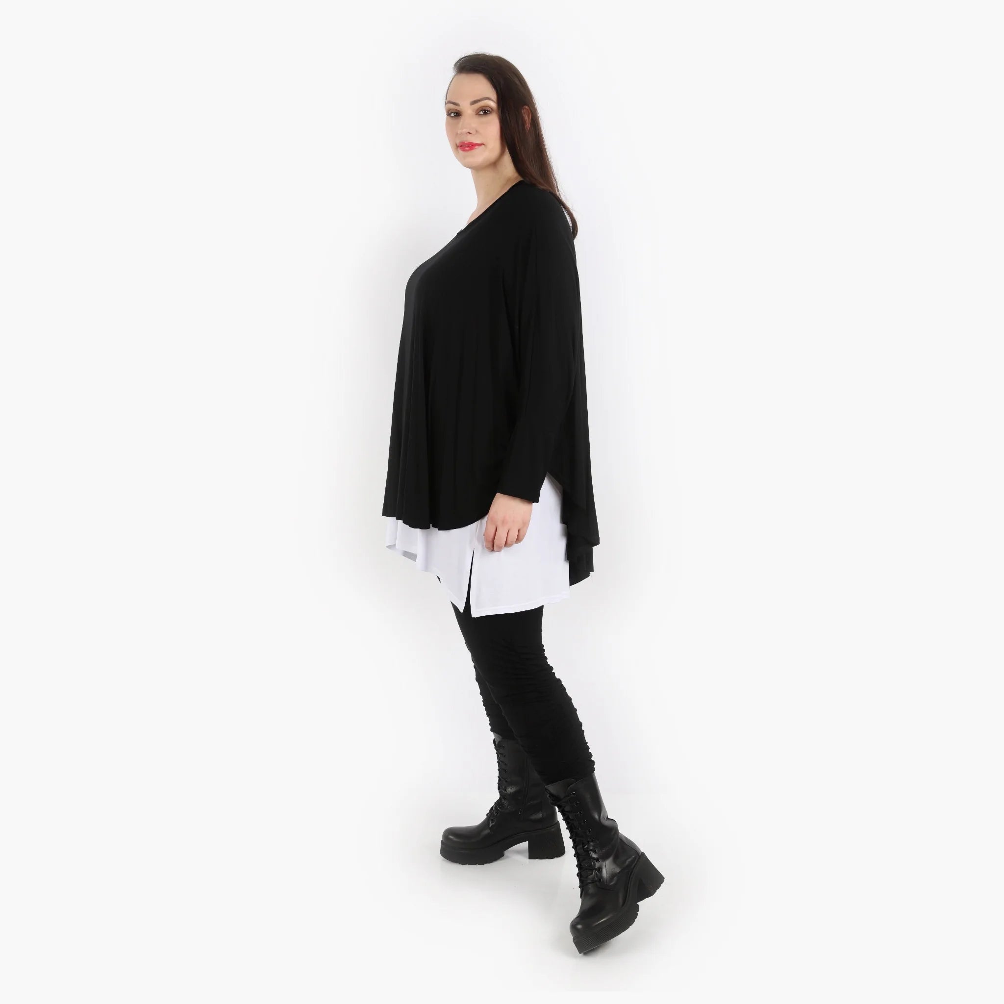  AKH Fashion Bigshirt in gerundeter Form, aus Viskose, 1312.01916, Schwarz, Schick, Modern