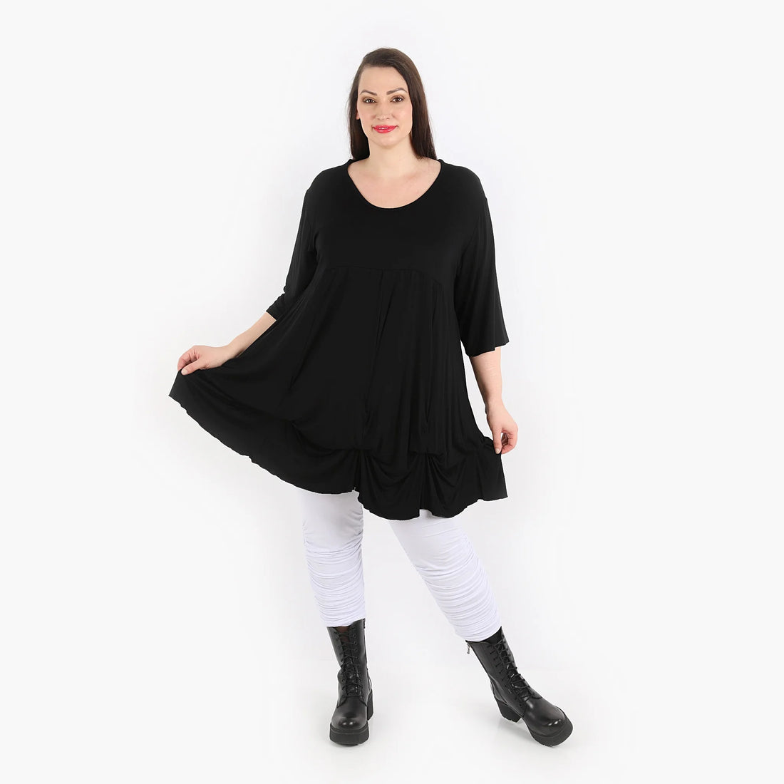  Ballonshirt von AKH Fashion aus Viskose, 1312.02066, Schwarz, Unifarben, Schick, Modern