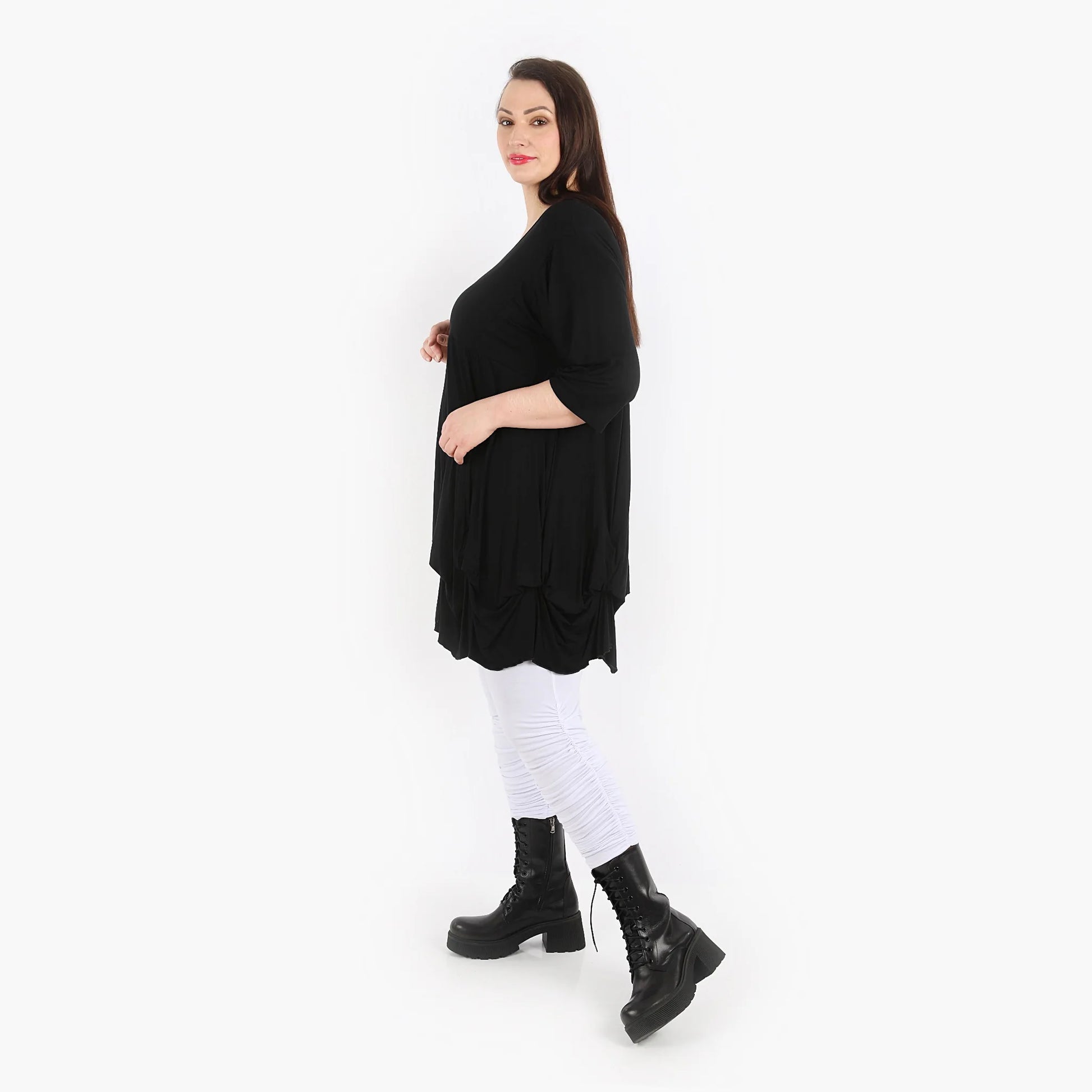  Ballonshirt von AKH Fashion aus Viskose, 1312.02066, Schwarz, Unifarben, Schick, Modern