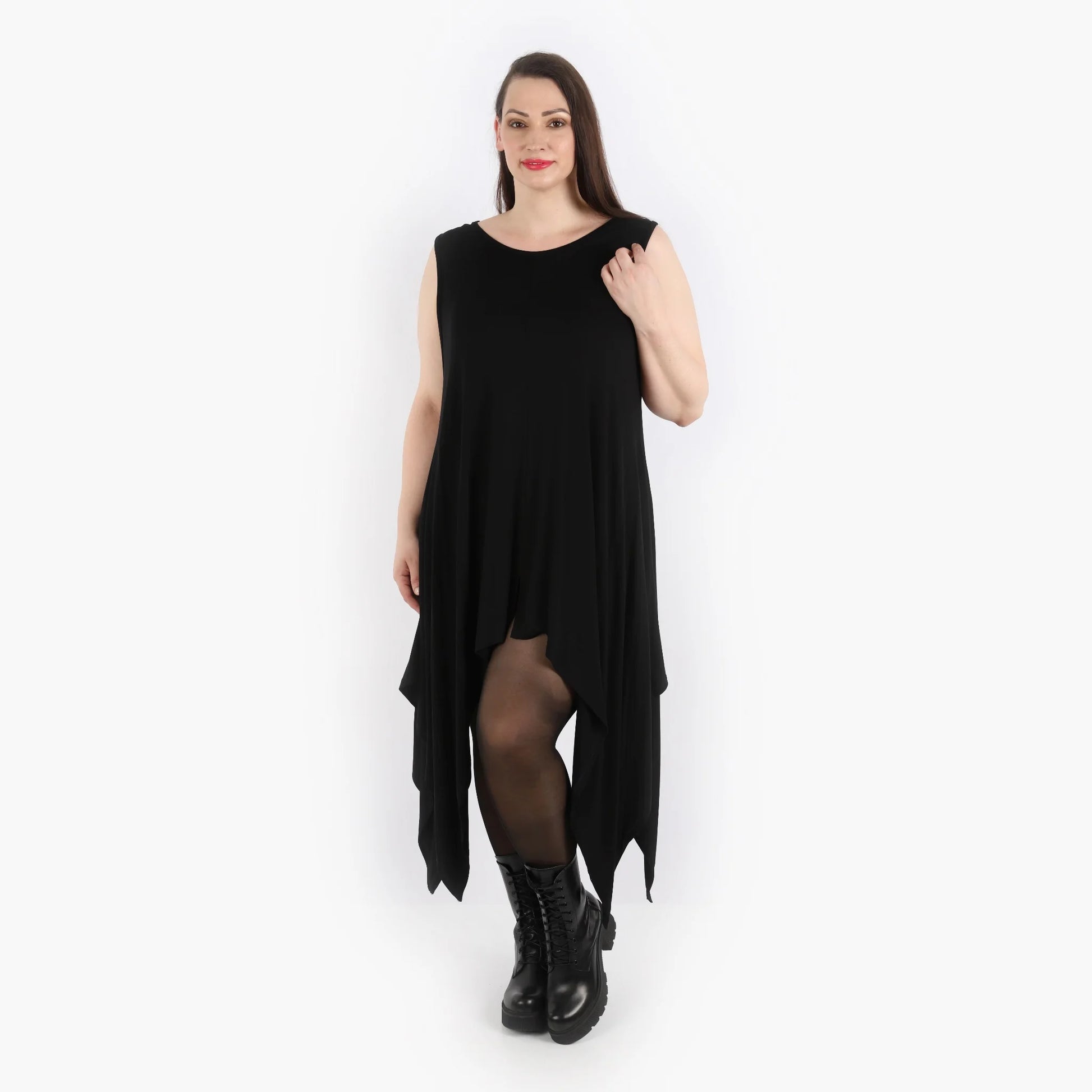  Zipfel Kleid von AKH Fashion aus Viskose, 1312.03067, Schwarz, Unifarben, Schick, Modern