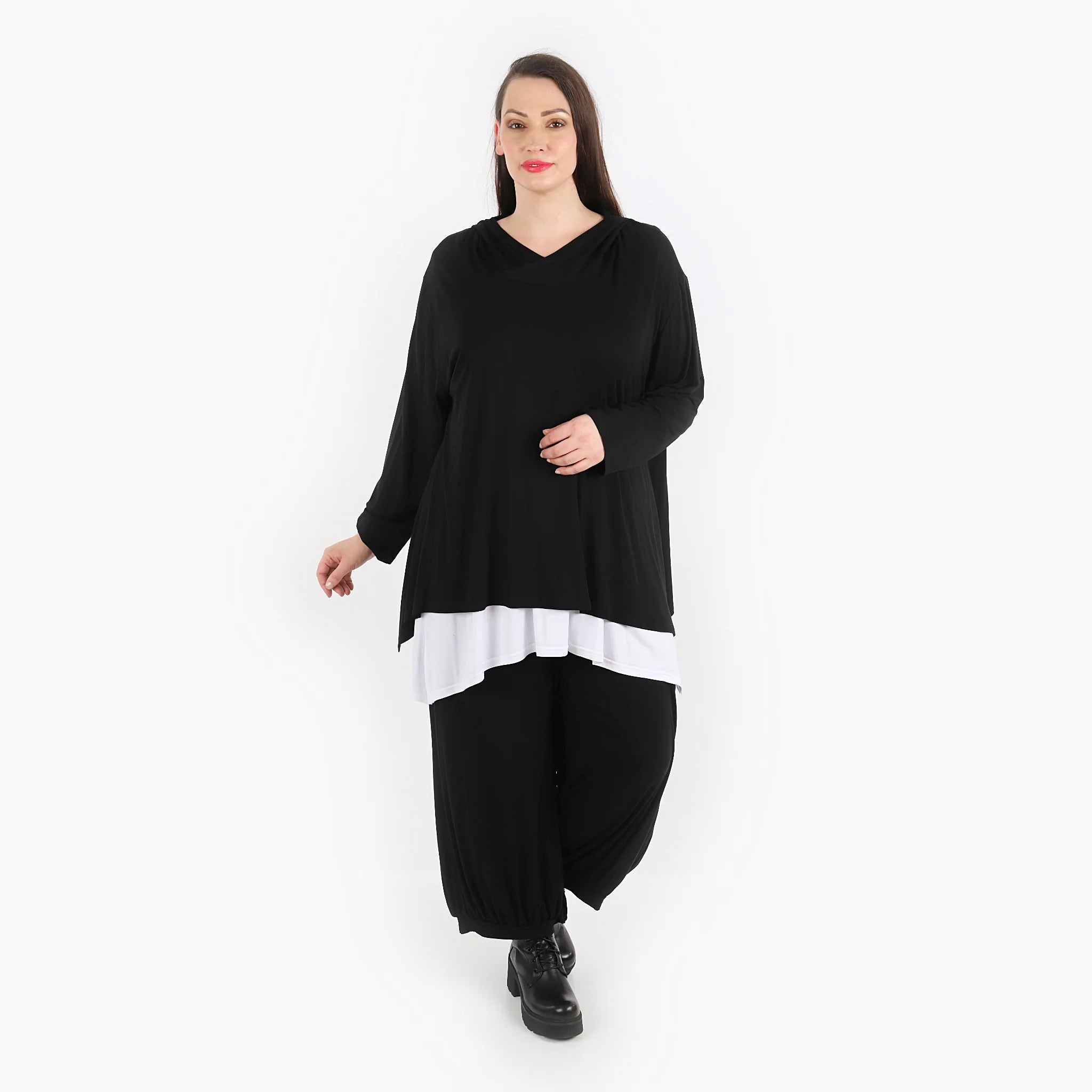  A-Form Shirt von AKH Fashion aus Viskose, 1312.03073, Schwarz, Unifarben, Schick, Modern