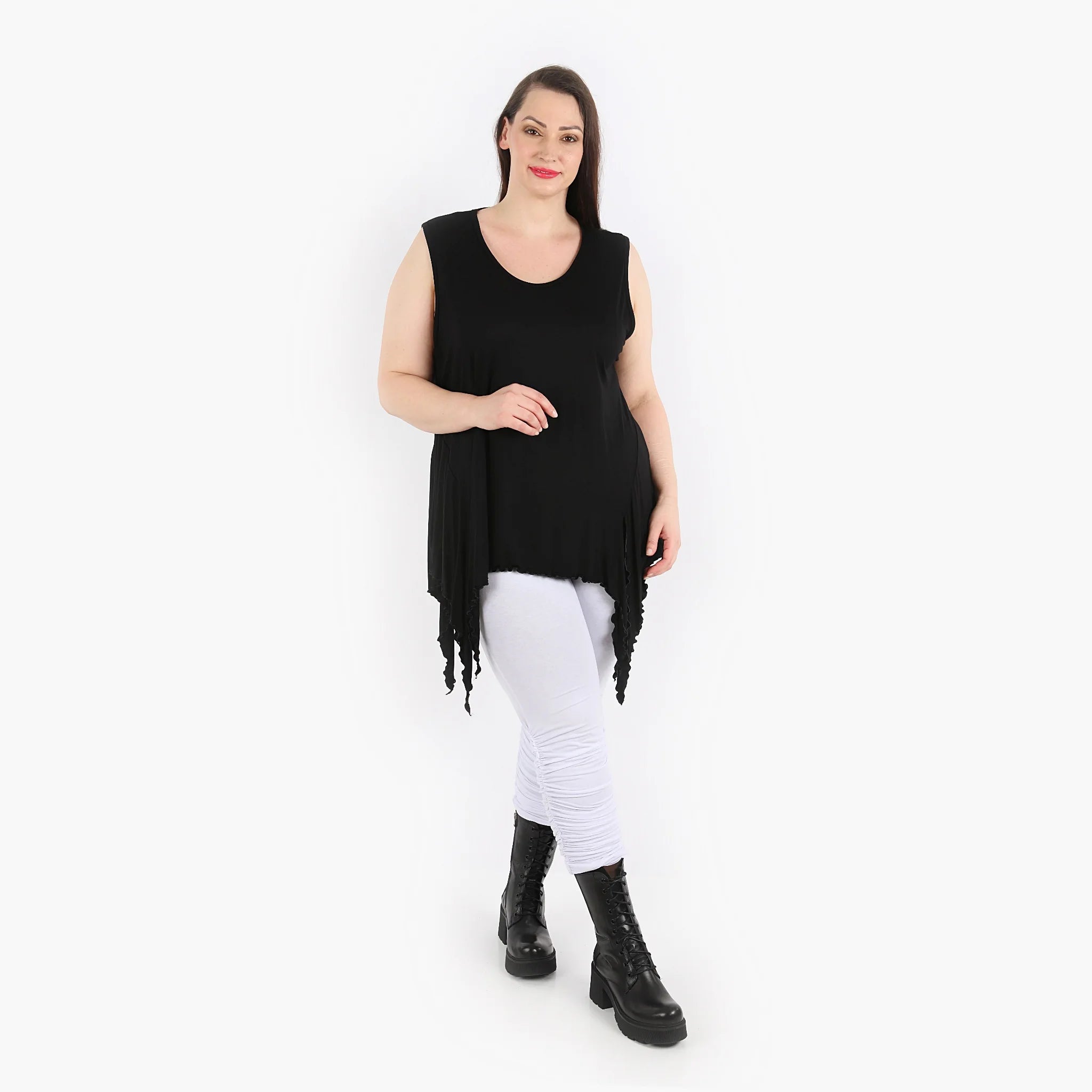  Zipfel Top von AKH Fashion aus Viskose, 1312.04130, Schwarz, Schick, Modern, Bequem