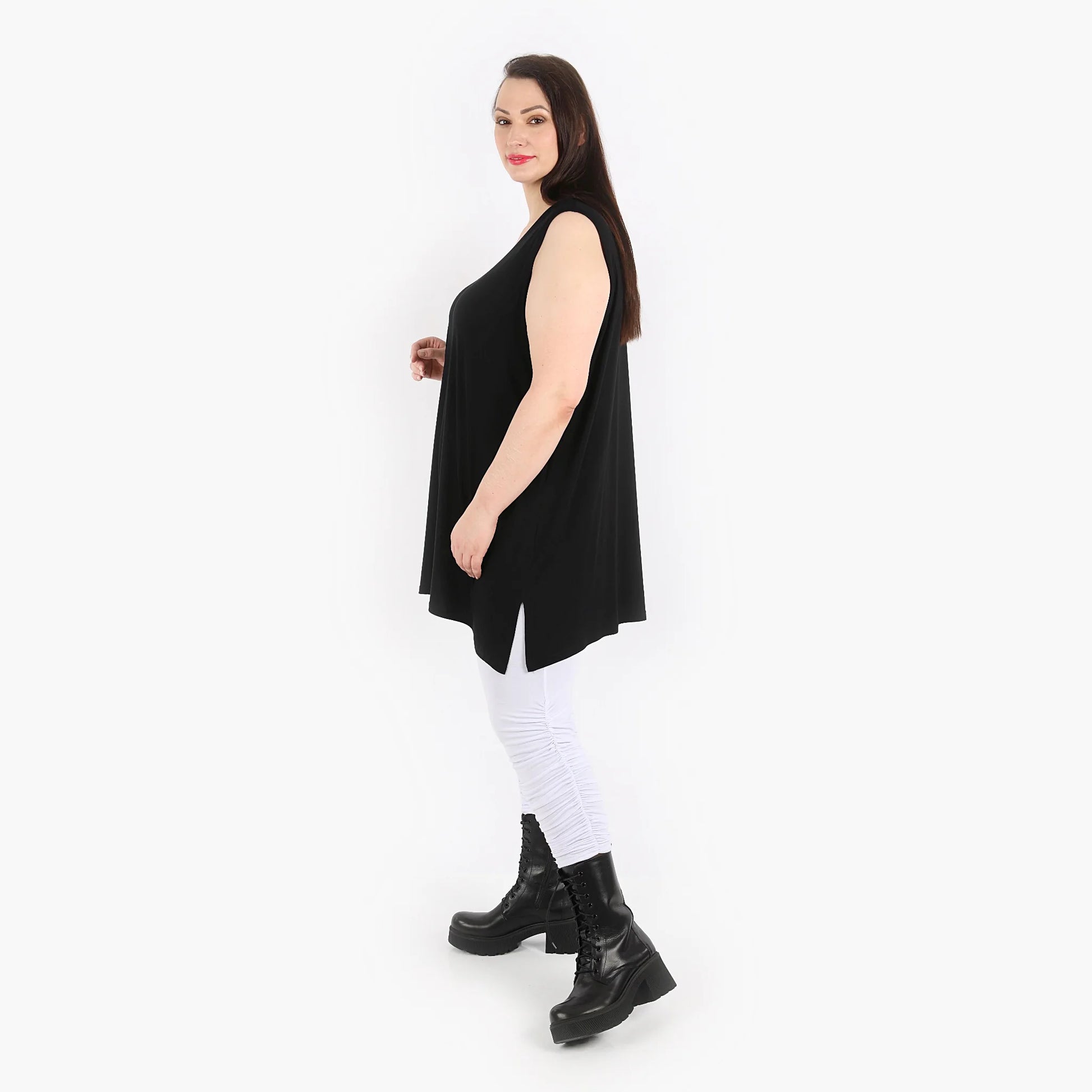  Top von AKH Fashion aus Viskose in gerader Form, 1312.06675, Schwarz, Unifarben, Schick