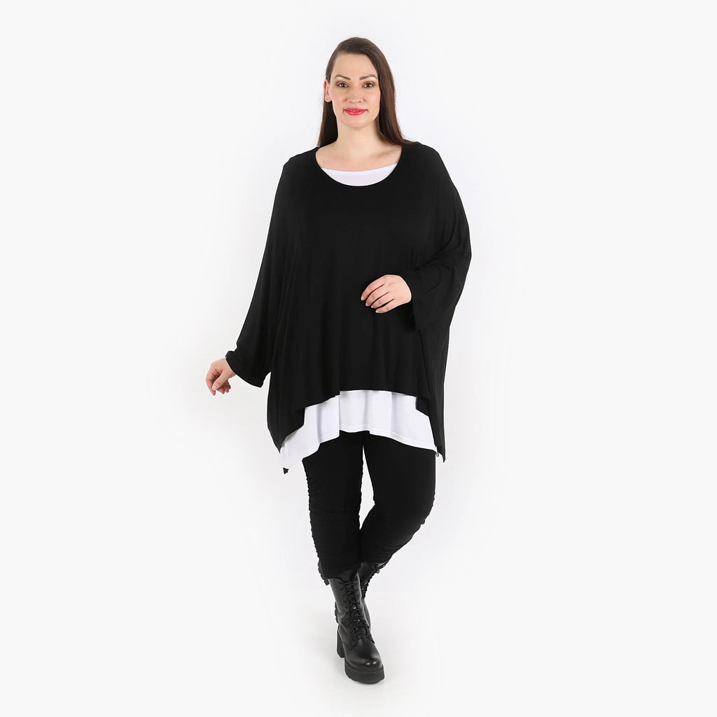  AKH Fashion Bigshirt in kastiger Form, aus Viskose, 1312.06680, Schwarz, Schick, Modern