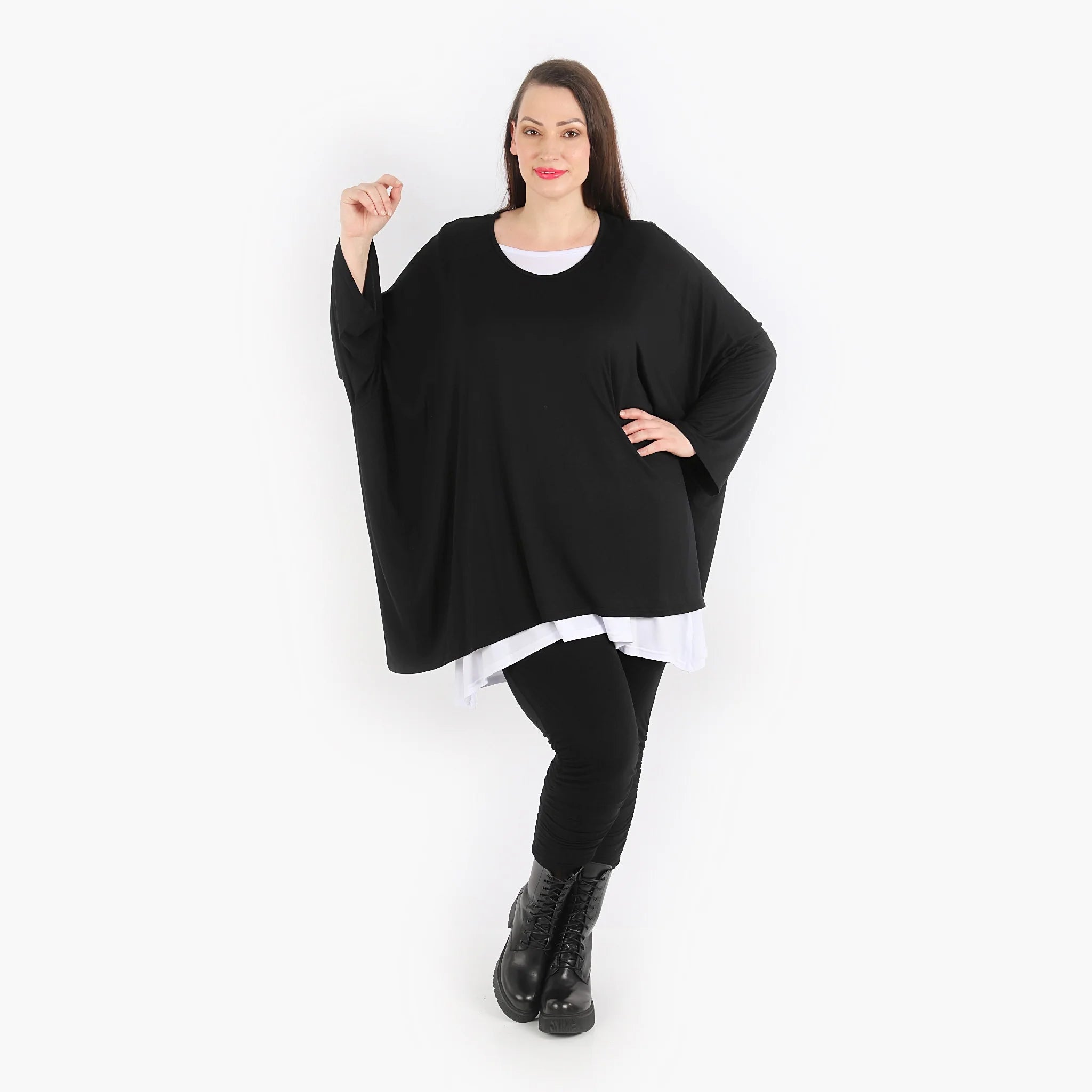  AKH Fashion Bigshirt in kastiger Form, aus Viskose, 1312.6048L, Schwarz, Schick, Modern