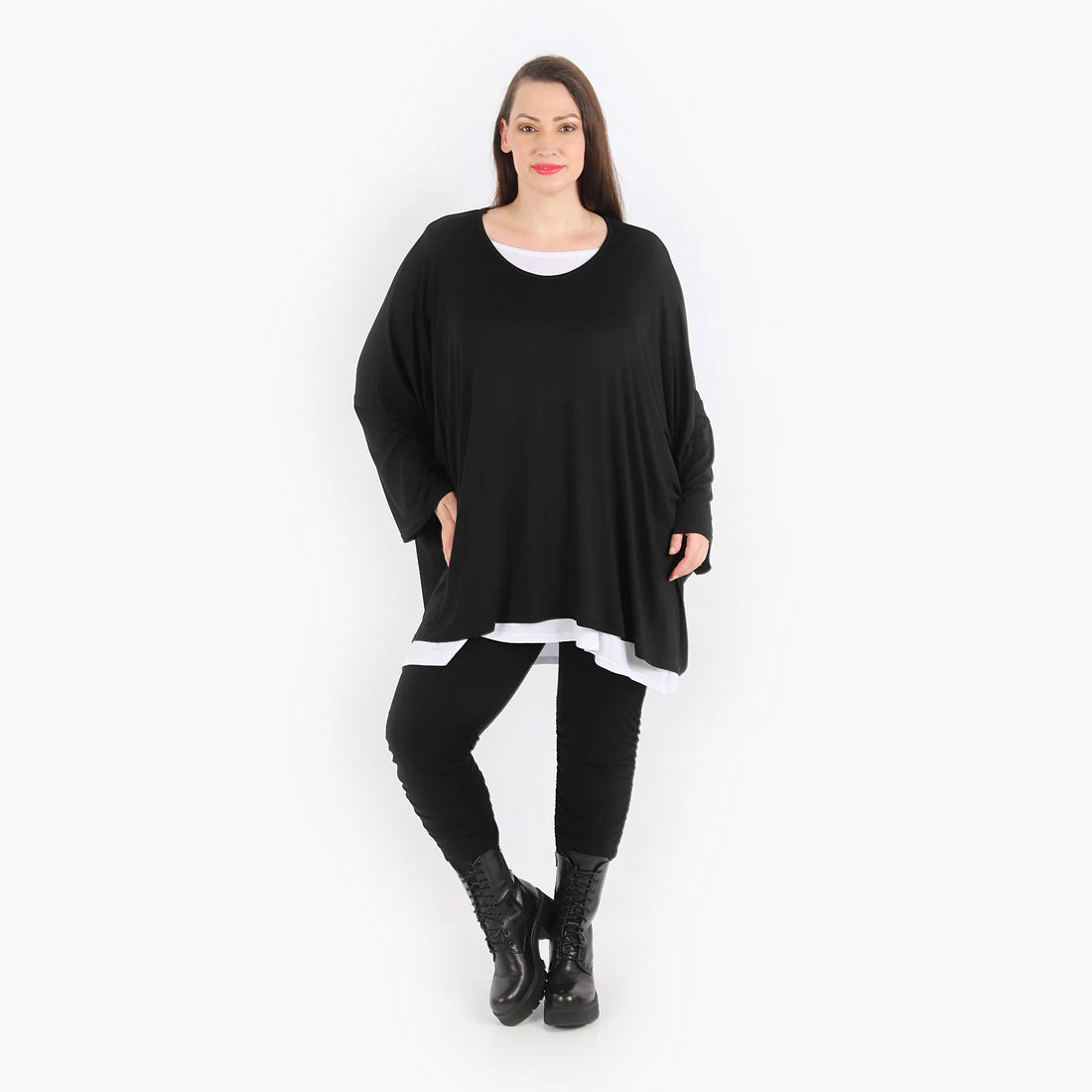  Bigshirt von AKH Fashion aus Viskose in kastiger Form, 1312.6048L, Schwarz, Schick, Modern