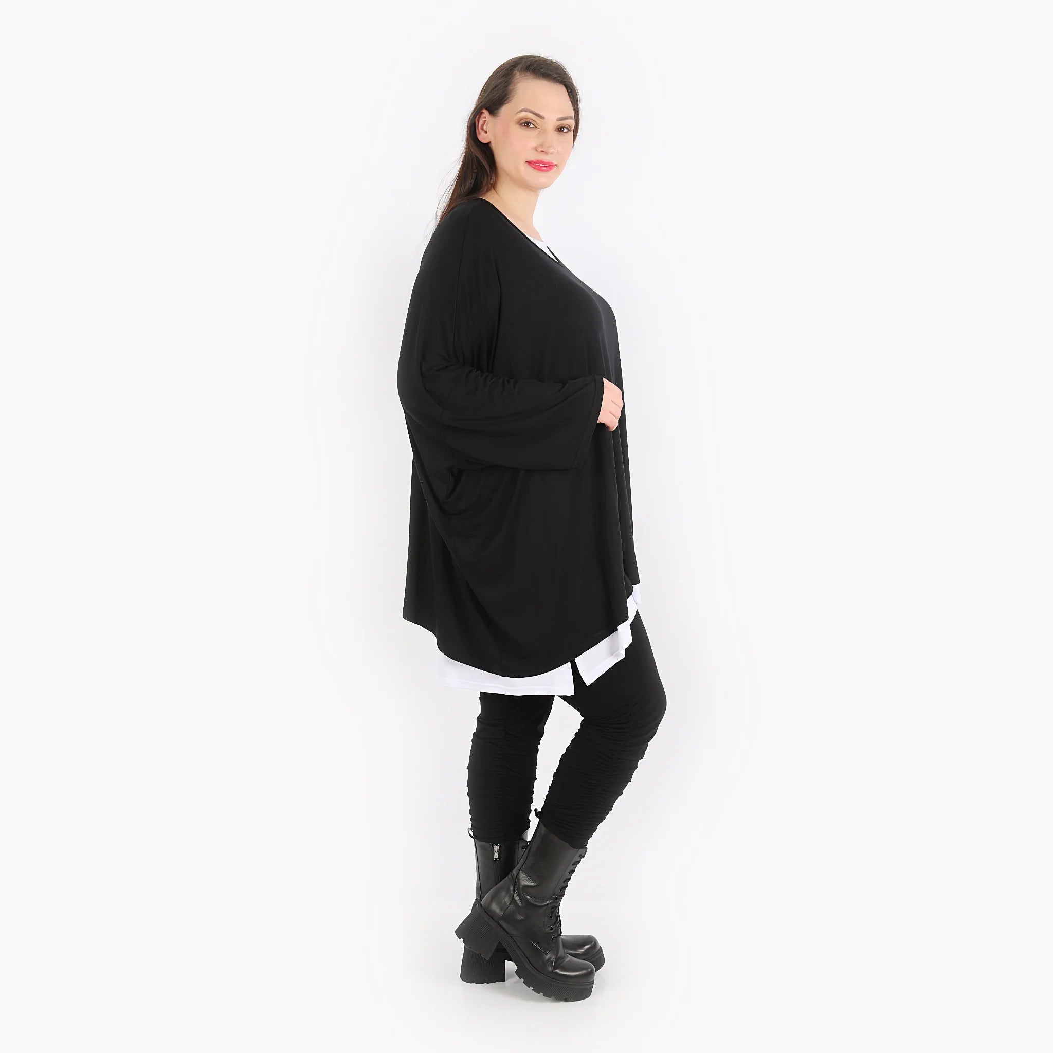  AKH Fashion Bigshirt in kastiger Form, aus Viskose, 1312.6048L, Schwarz, Schick, Modern
