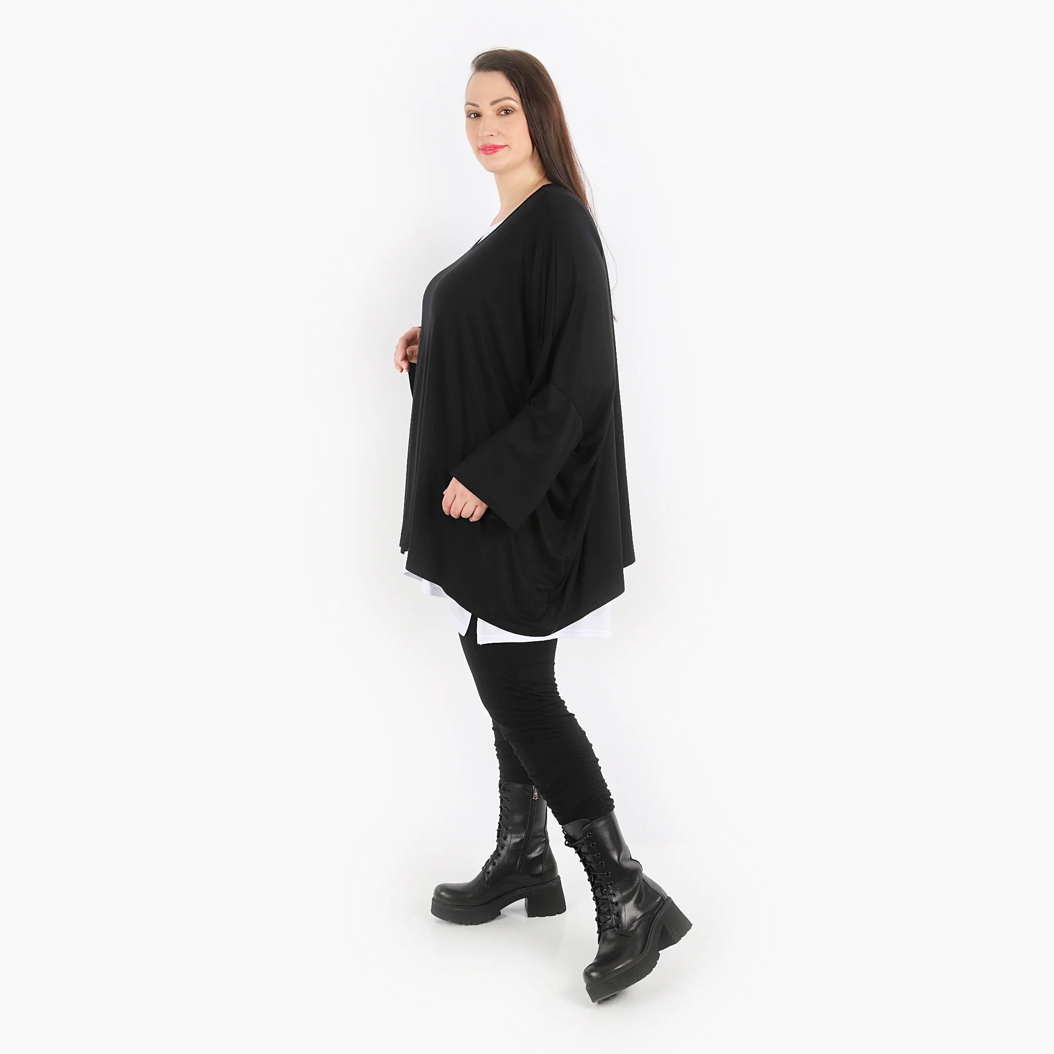  AKH Fashion Bigshirt in kastiger Form, aus Viskose, 1312.6048L, Schwarz, Schick, Modern