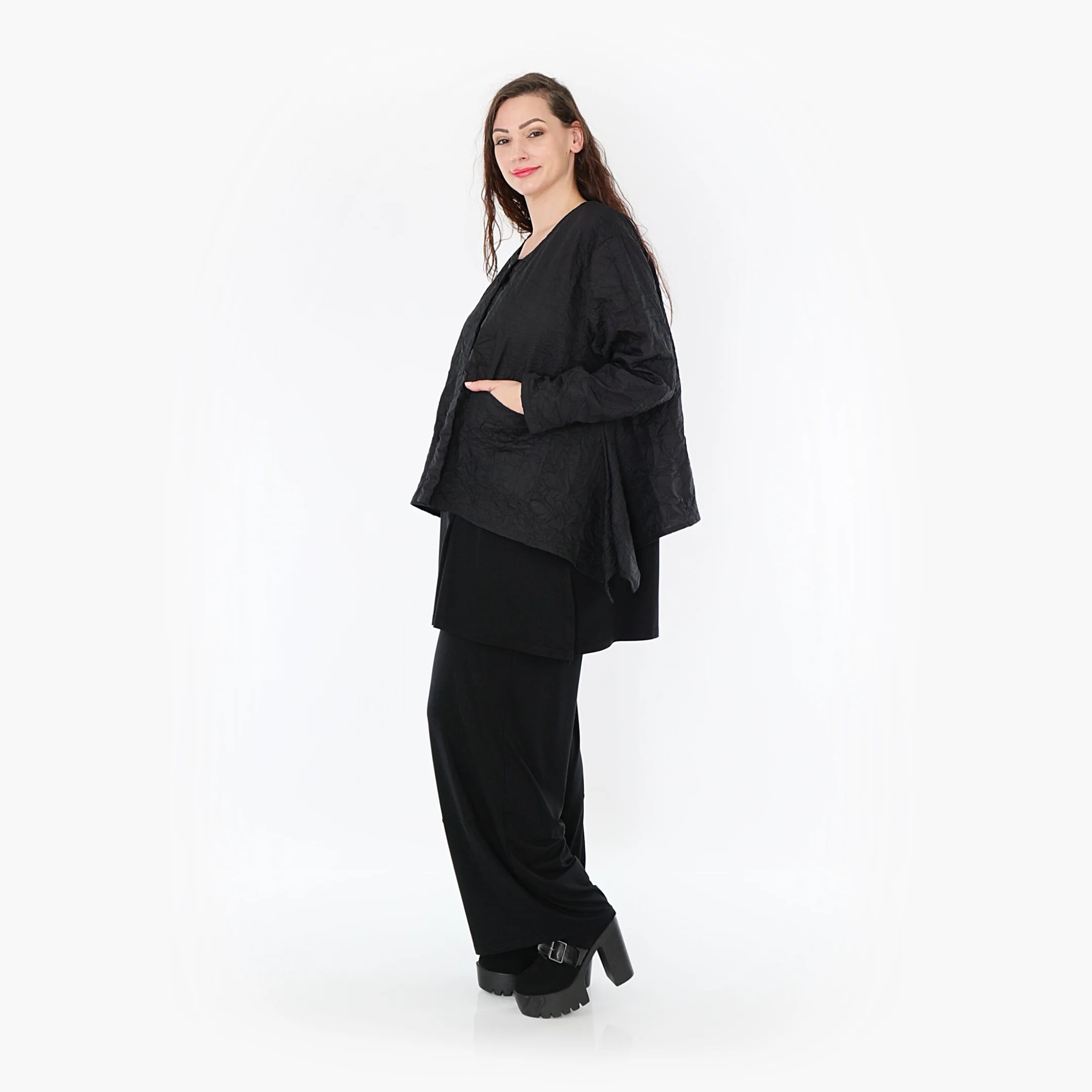  A-Form Jacke von AKH Fashion aus Viskose, 1372.00118, Schwarz, Schick, Modern, Bequem
