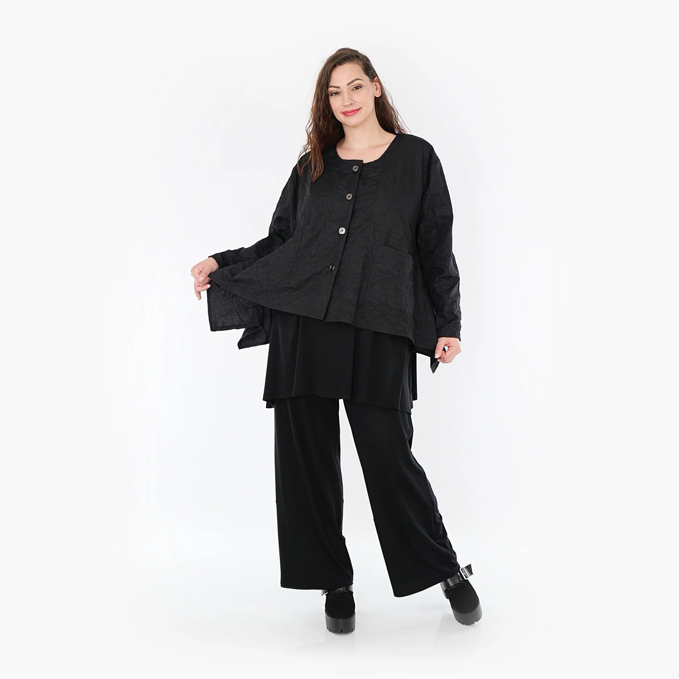  A-Form Jacke von AKH Fashion aus Viskose, 1372.00118, Schwarz, Schick, Modern, Bequem
