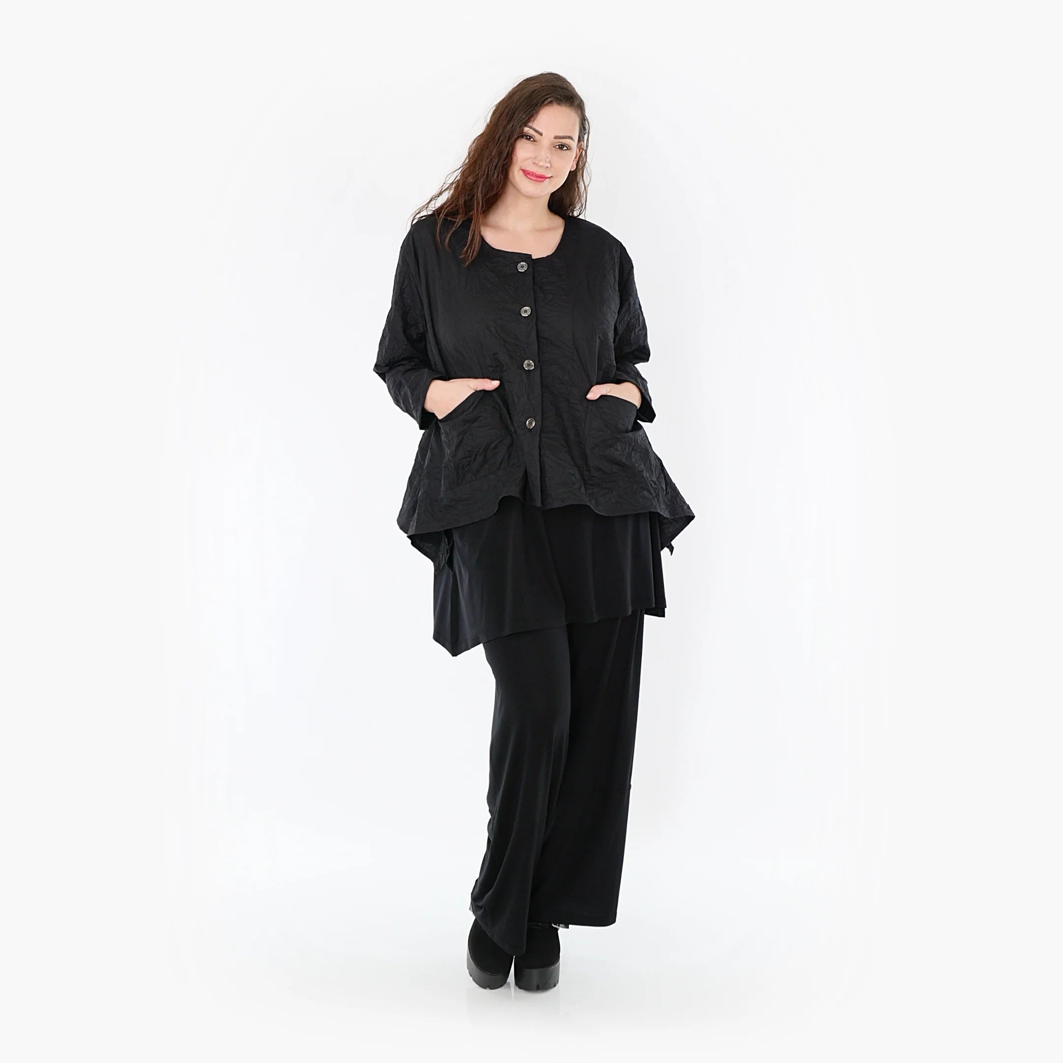  A-Form Jacke von AKH Fashion aus Viskose, 1372.00118, Schwarz, Schick, Modern, Bequem