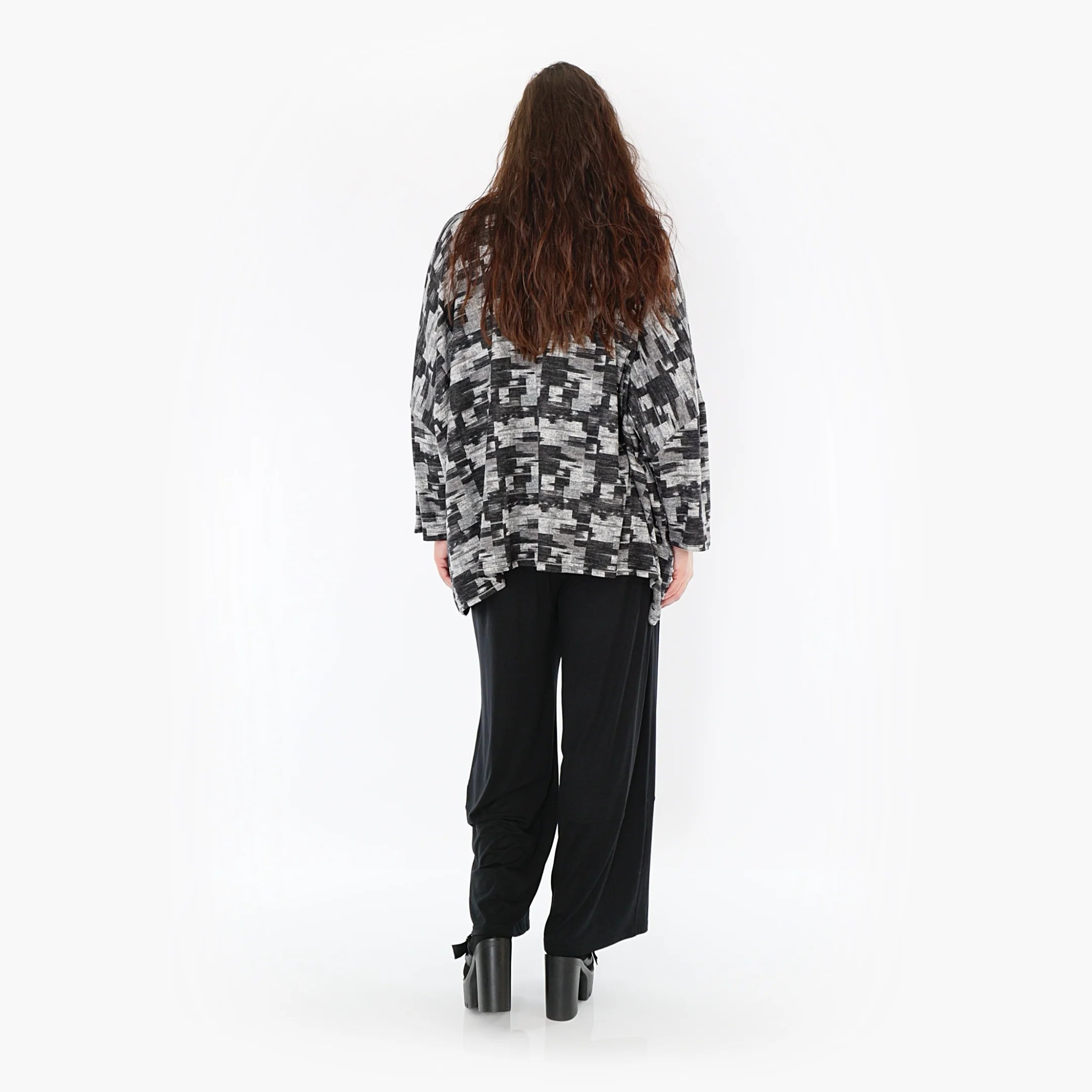  AKH Fashion Bigshirt in kastiger Form, aus Materialmix, 1375.03019, Dunkelgrau-Grau, Kariert