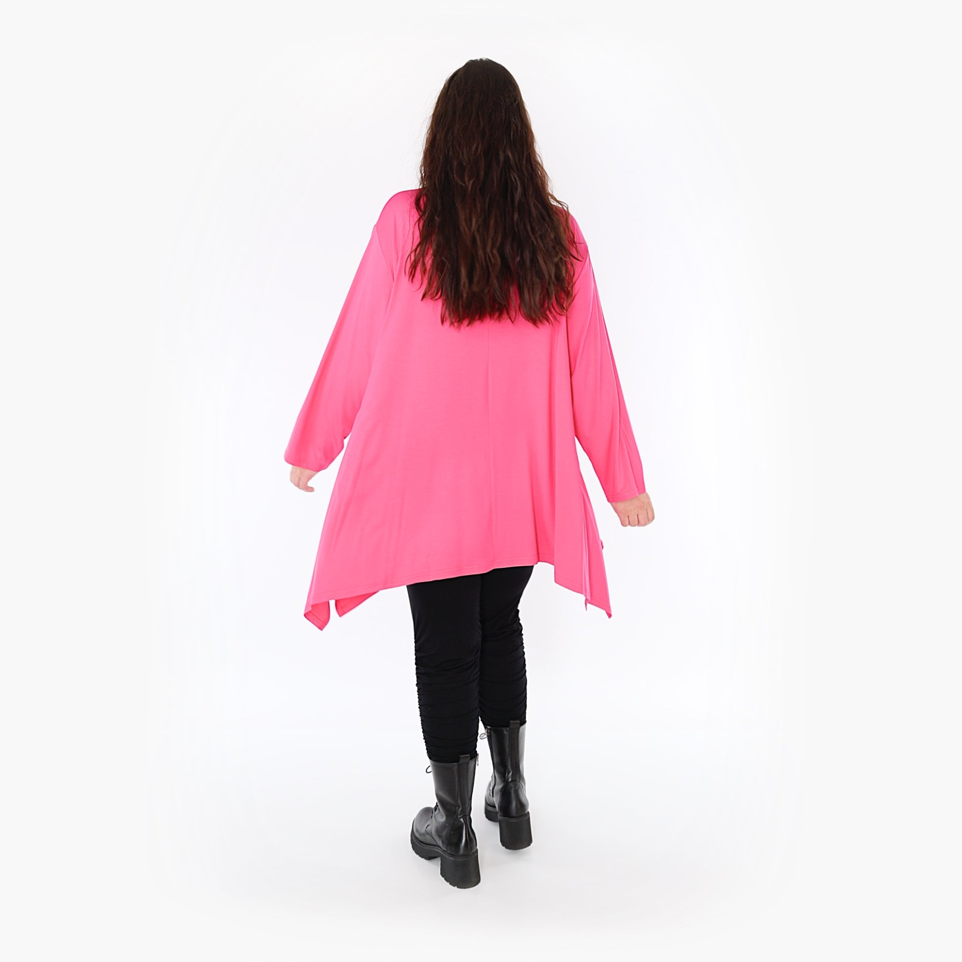  A-Form Shirt von AKH Fashion aus Viskose, 1233.1019L, Fuchsia, Unifarben, Schick, Modern