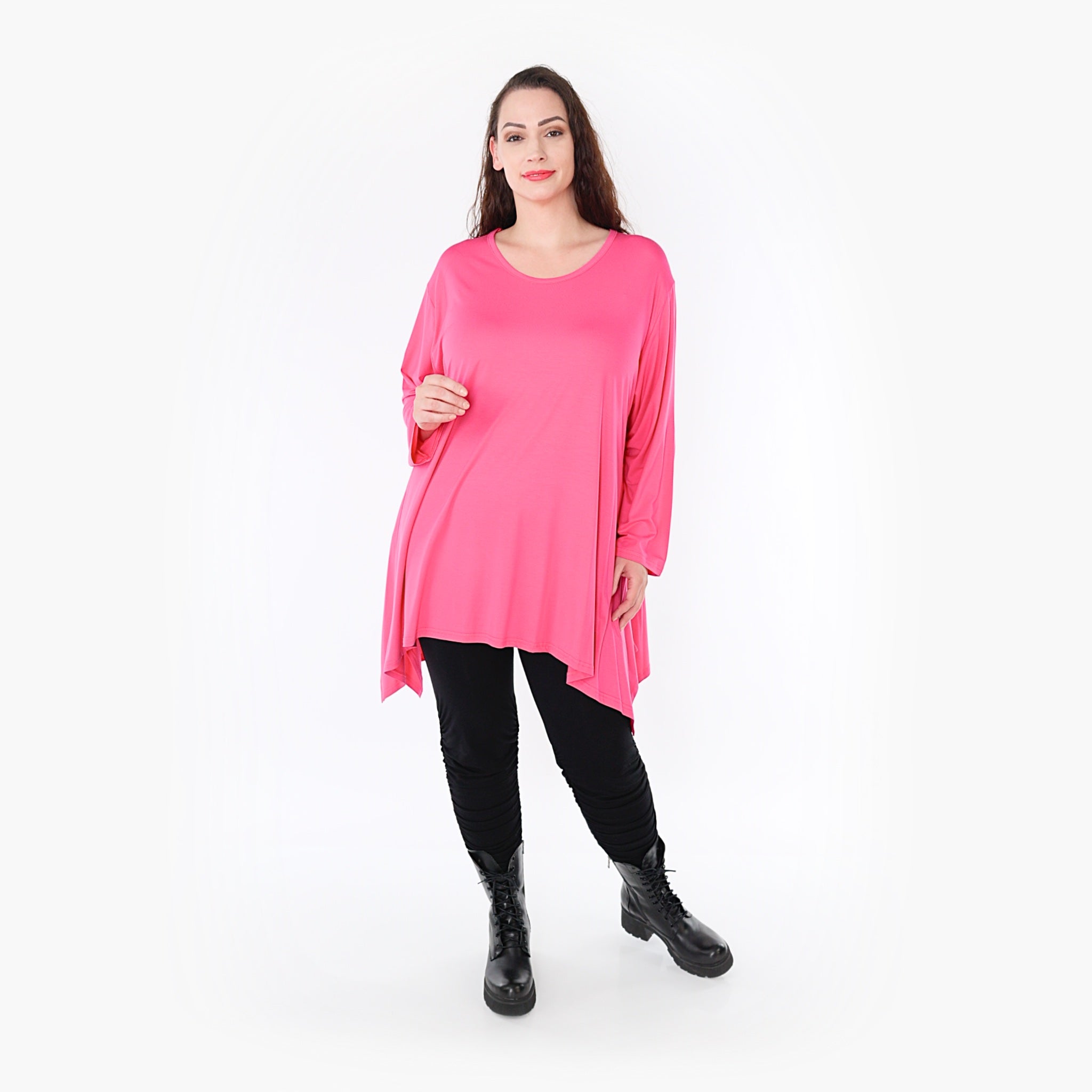  A-Form Shirt von AKH Fashion aus Viskose, 1233.1019L, Fuchsia, Schick, Modern, Bequem