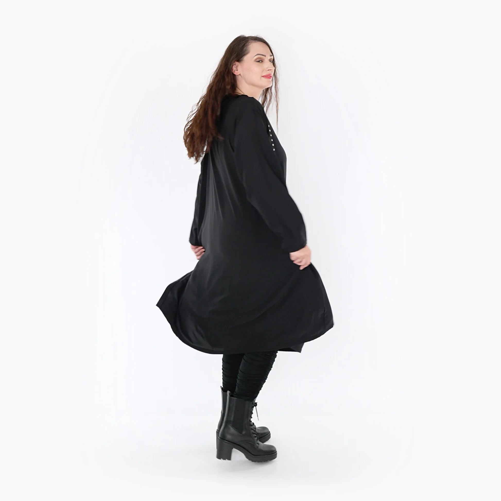  A-Form Kleid von AKH Fashion aus Viskose, 1325.06982, Schwarz, Unifarben, Schick, Modern