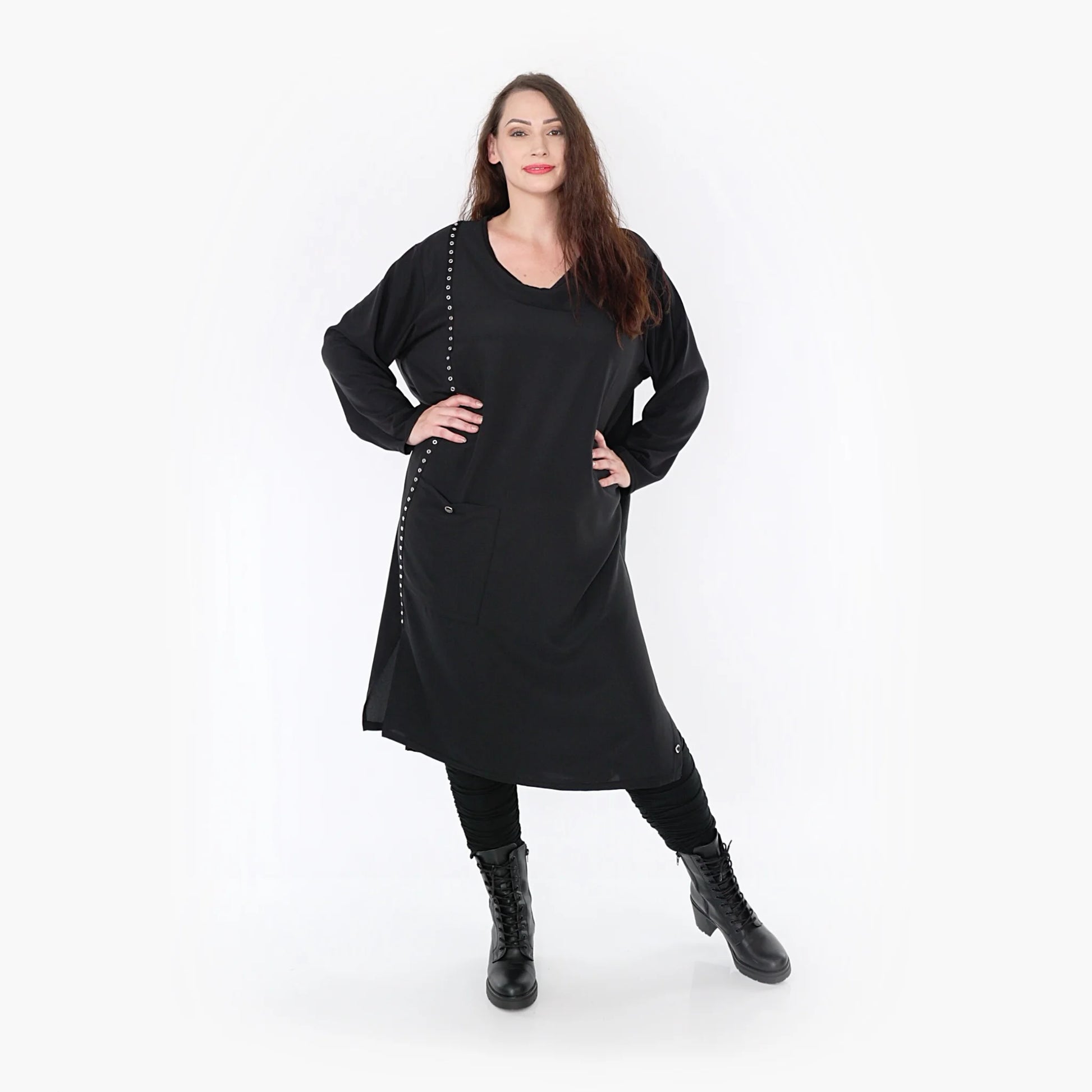  A-Form Kleid von AKH Fashion aus Viskose, 1325.06982, Schwarz, Unifarben, Schick, Modern