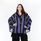  AKH Fashion Jacke in gerundeter Form, aus Materialmix, 1331.00140, Blau-Marine-Weiß