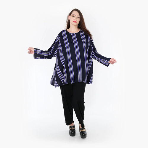  A-Form Bigshirt von AKH Fashion aus Materialmix, 1331.00593, Blau-Marine-Weiß, Schick