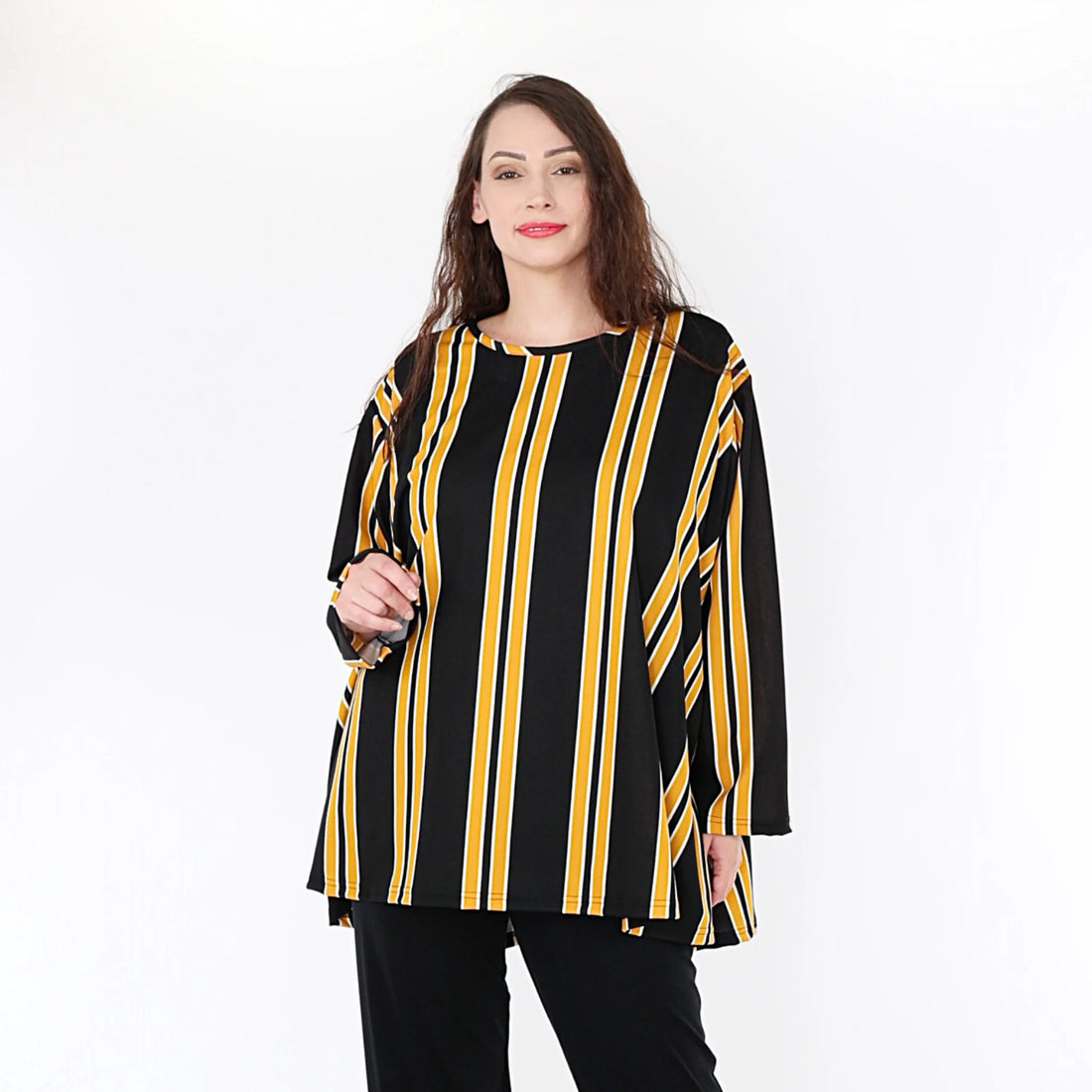  A-Form Bigshirt von AKH Fashion aus Materialmix, 1331.00593, Gelb-Schwarz-Weiß, Ausgefallen