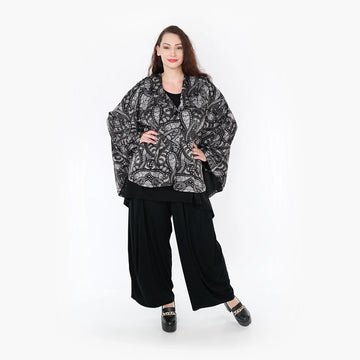  Stilvolles Oversize-Poncho-Cape in elegantem Grau-Schwarz für Lagenlook und Komfort