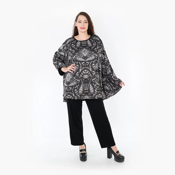  A-Form Bigshirt von AKH Fashion aus Materialmix, 1332.00593, Grau-Schwarz, Unifarben, Schick