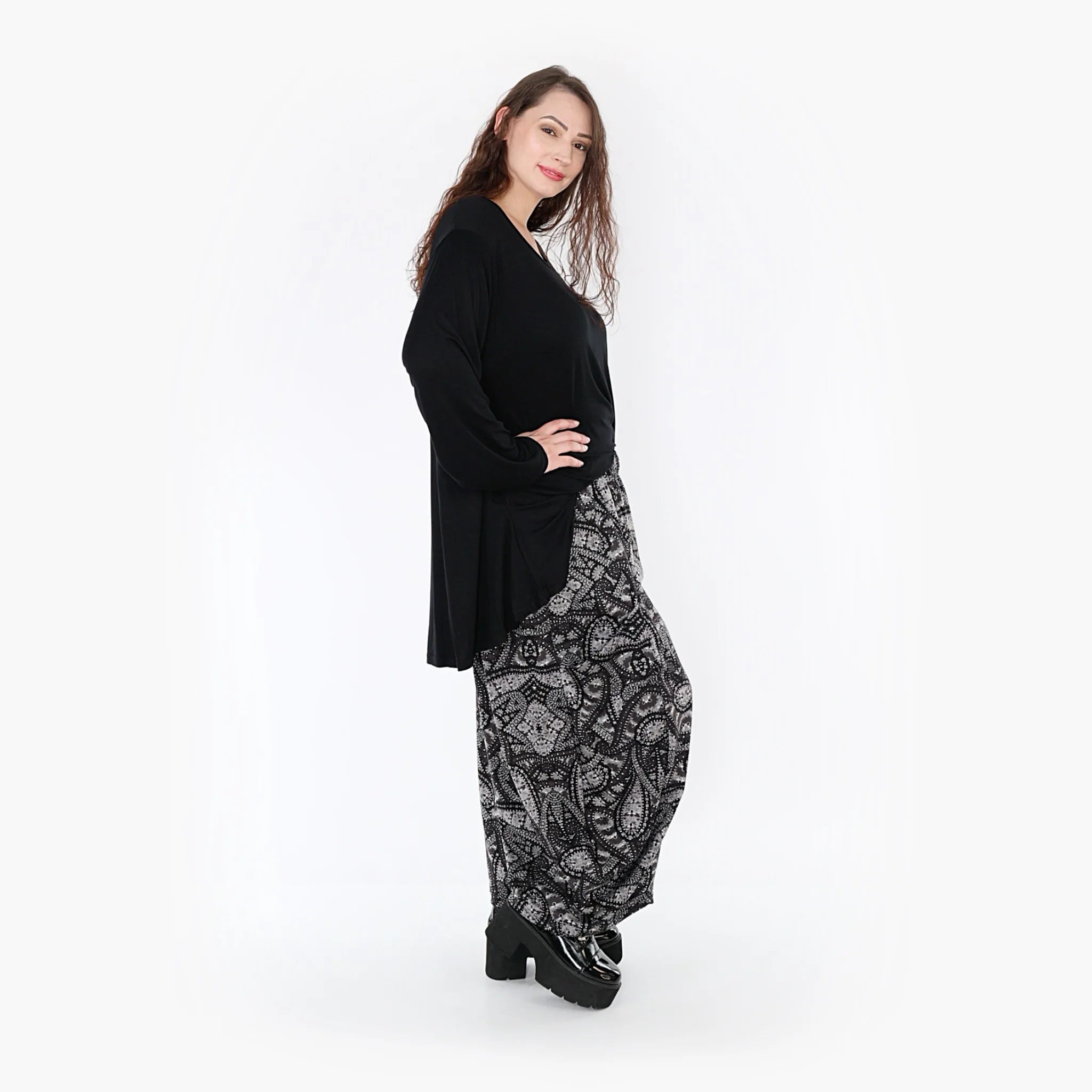  Ballonhose von AKH Fashion aus Materialmix, 1332.08069, Grau-Schwarz, Schick, Modern