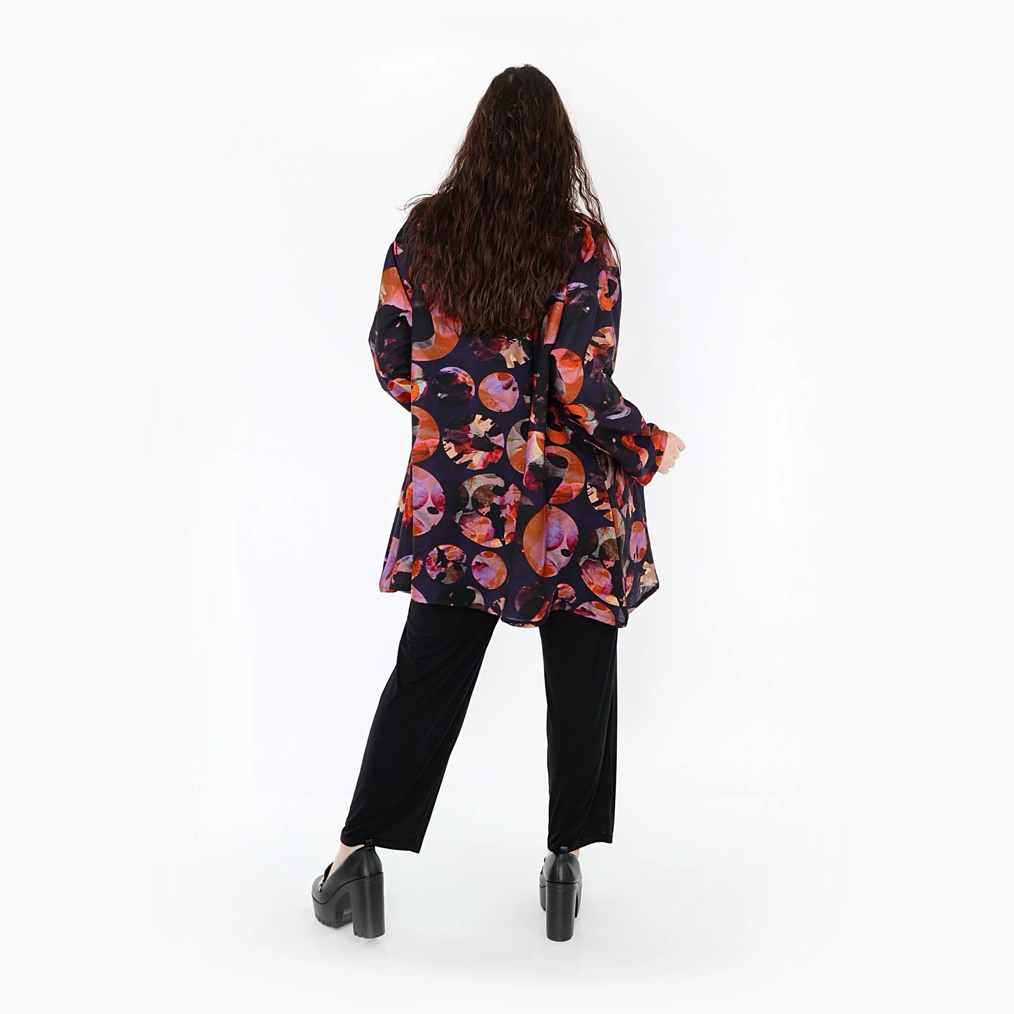  A-Form Bigshirt von AKH Fashion aus Viskose, 1335.00593, Lila-Mehrfarbig, Punkte, Schick