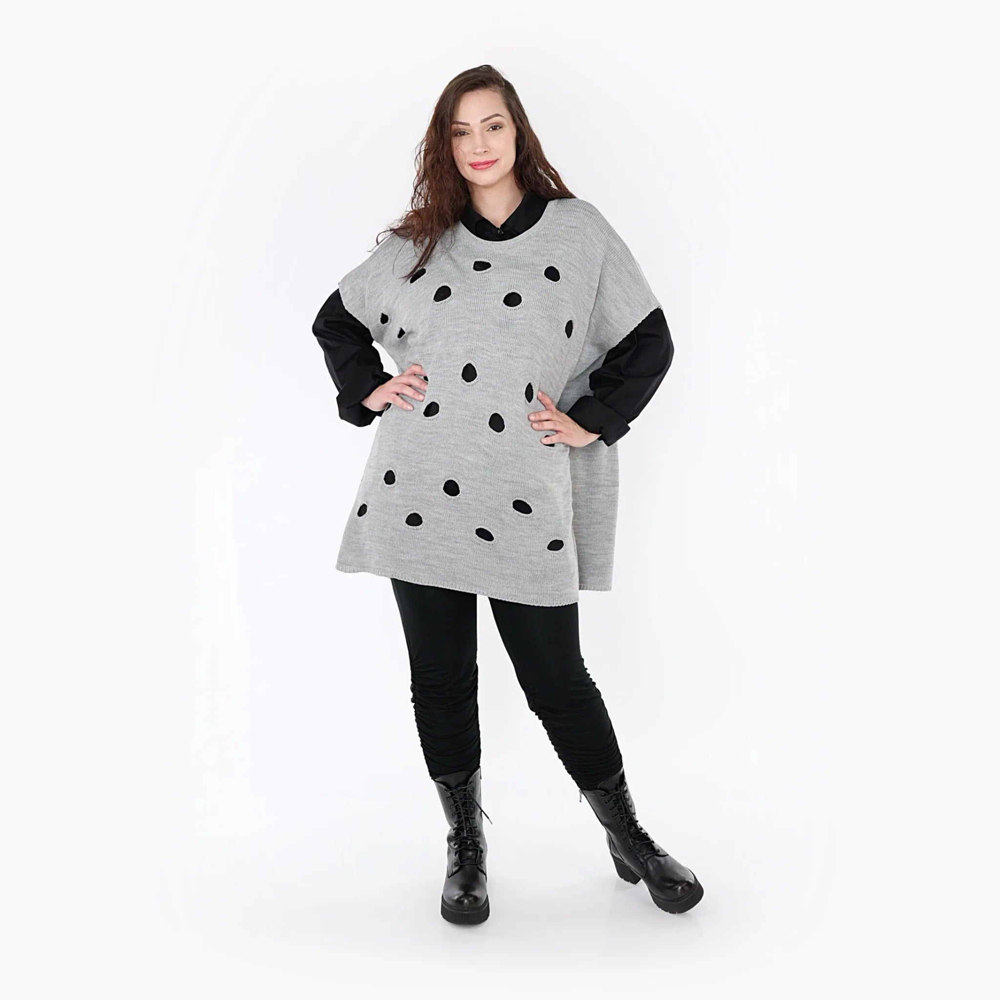  AKH Fashion Überwurf in kastiger Form, aus Baumwolle, 1337.02416, Grau, Schick, Modern