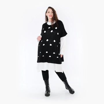  Stylischer Poncho aus weicher Baumwolle und Acryl im modischen Strickmuster für Plus-Size-Trends