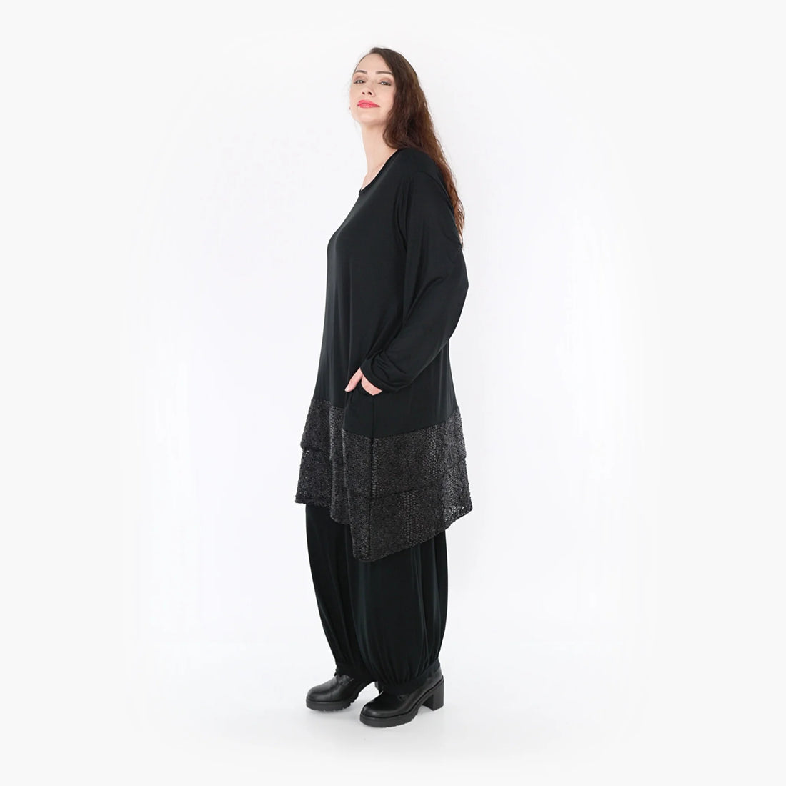  A-Form Bigshirt von AKH Fashion aus Viskose, 1339.06890, Schwarz, Unifarben, Schick, Modern