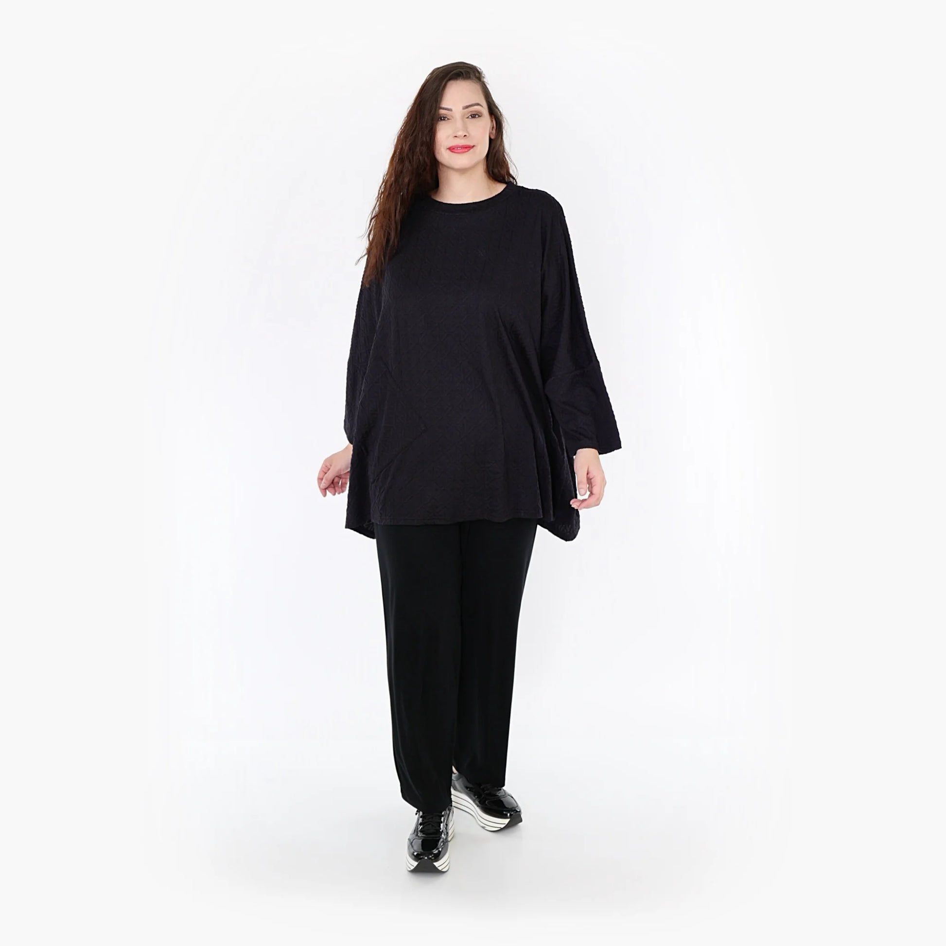  A-Form Bigshirt von AKH Fashion aus Viskose, 1342.06973, Schwarz, Unifarben, Schick, Modern