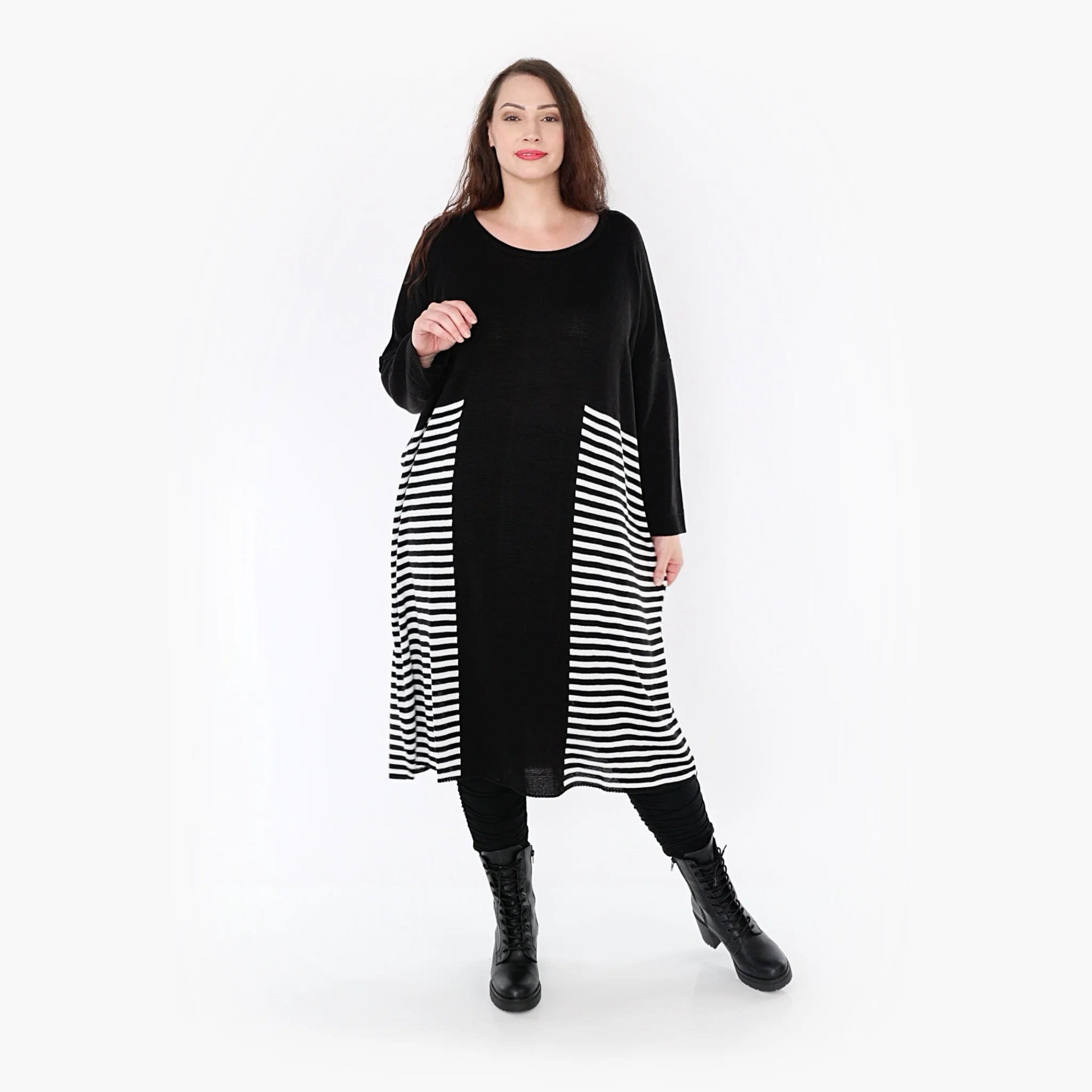  Ballonkleid von AKH Fashion aus Baumwolle, 1343.02333, Schwarz-Weiß, Schick, Modern