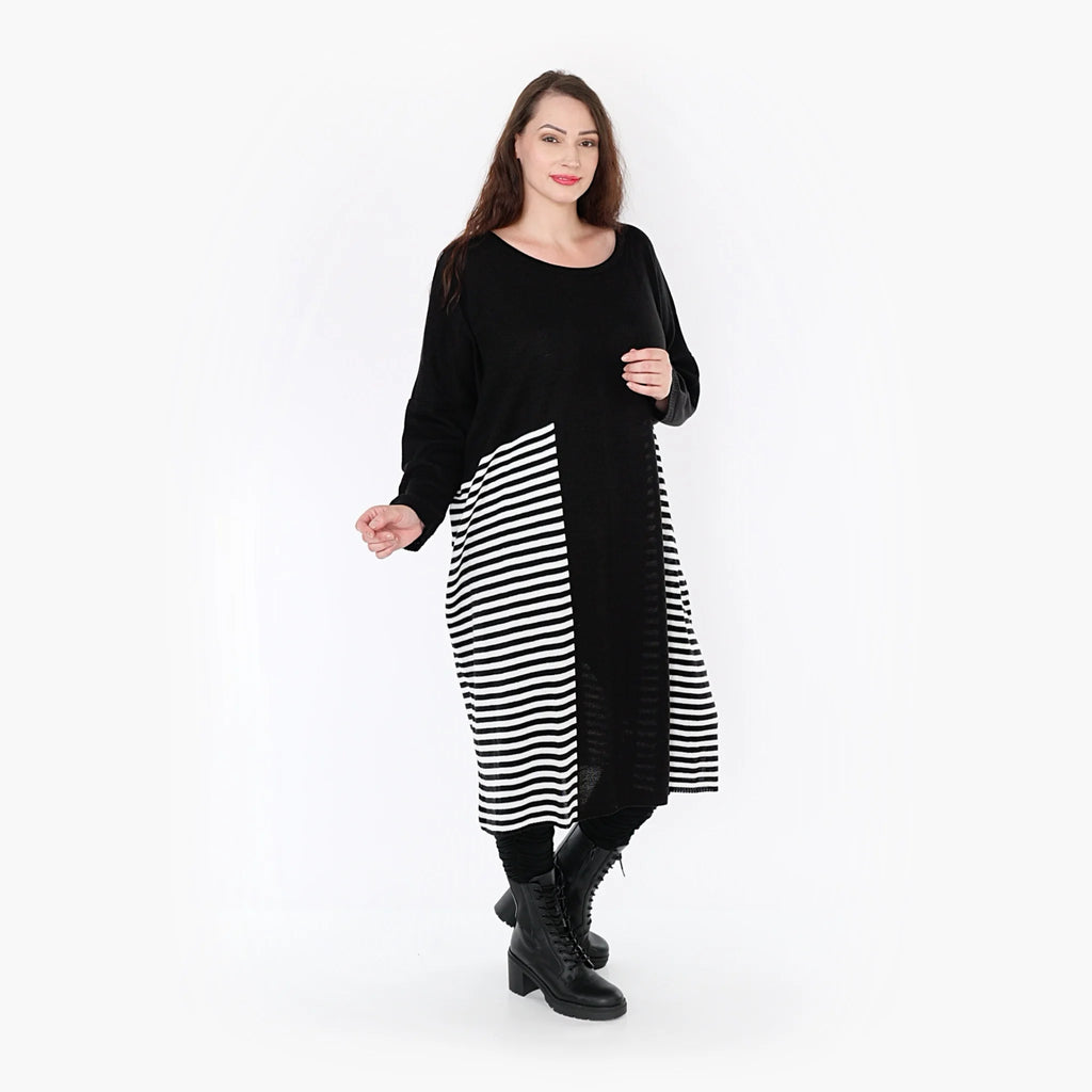  Ballonkleid von AKH Fashion aus Baumwolle, 1343.02333, Schwarz-Weiß, Schick, Modern