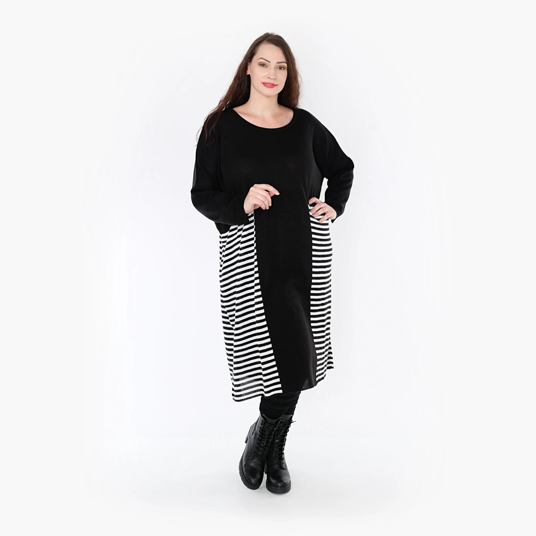  Ballonkleid von AKH Fashion aus Baumwolle, 1343.02333, Schwarz-Weiß, Schick, Modern