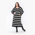  AKH Fashion Kleid in gerader Form, aus Baumwolle, 1343.02337, Schwarz-Weiß, Schick
