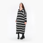  AKH Fashion Kleid in gerader Form, aus Baumwolle, 1343.02337, Schwarz-Weiß, Schick