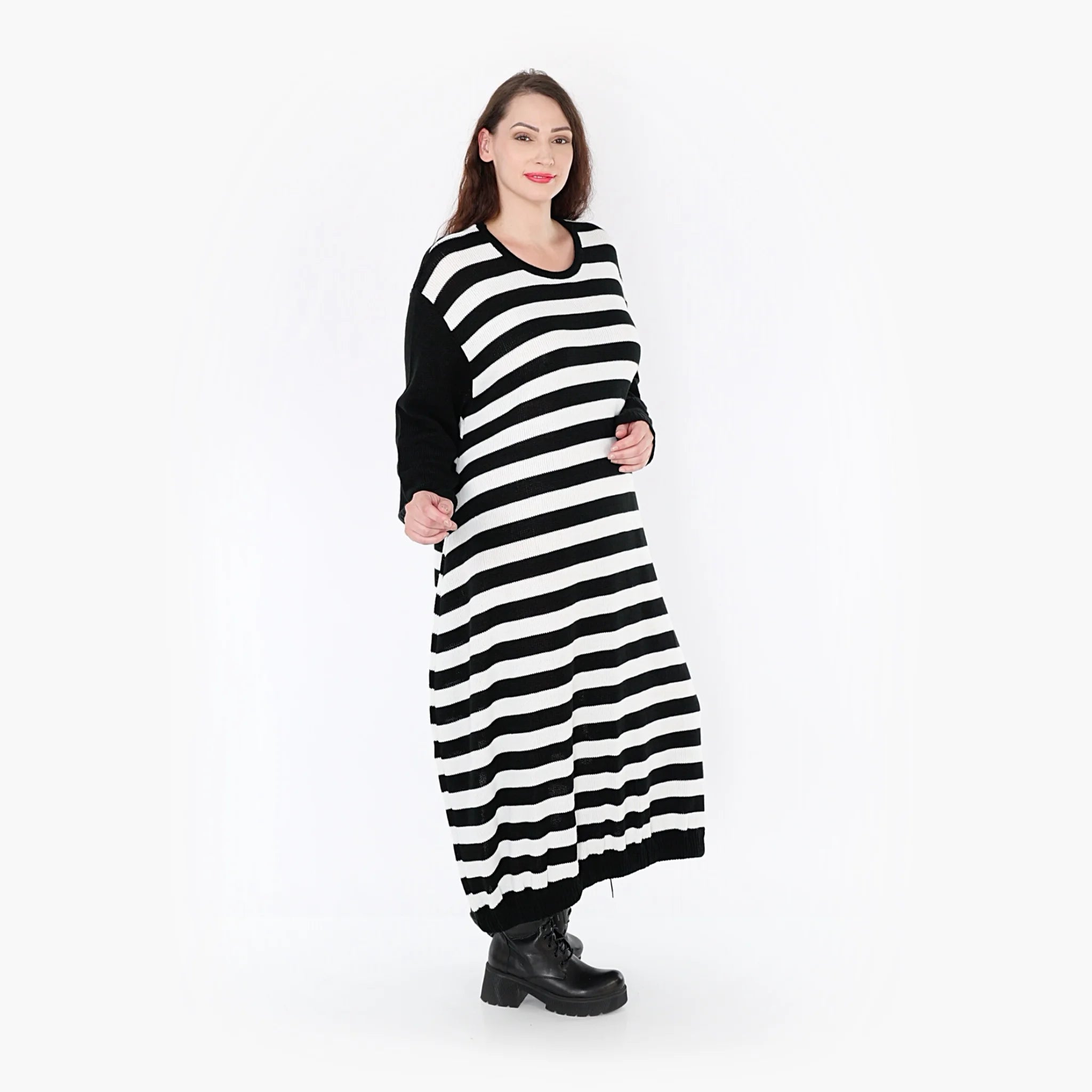  Ballonkleid von AKH Fashion aus Baumwolle, 1343.02344, Schwarz-Weiß, Schick, Modern