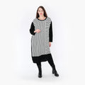  Ballonkleid von AKH Fashion aus Baumwolle, 1343.02346, Weiß-Schwarz, Schick, Modern