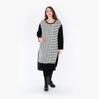  Ballonkleid von AKH Fashion aus Baumwolle, 1343.02346, Weiß-Schwarz, Schick, Modern