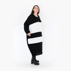  Ballonkleid von AKH Fashion aus Baumwolle, 1343.02402, Schwarz-Weiß, Streifen, Schick